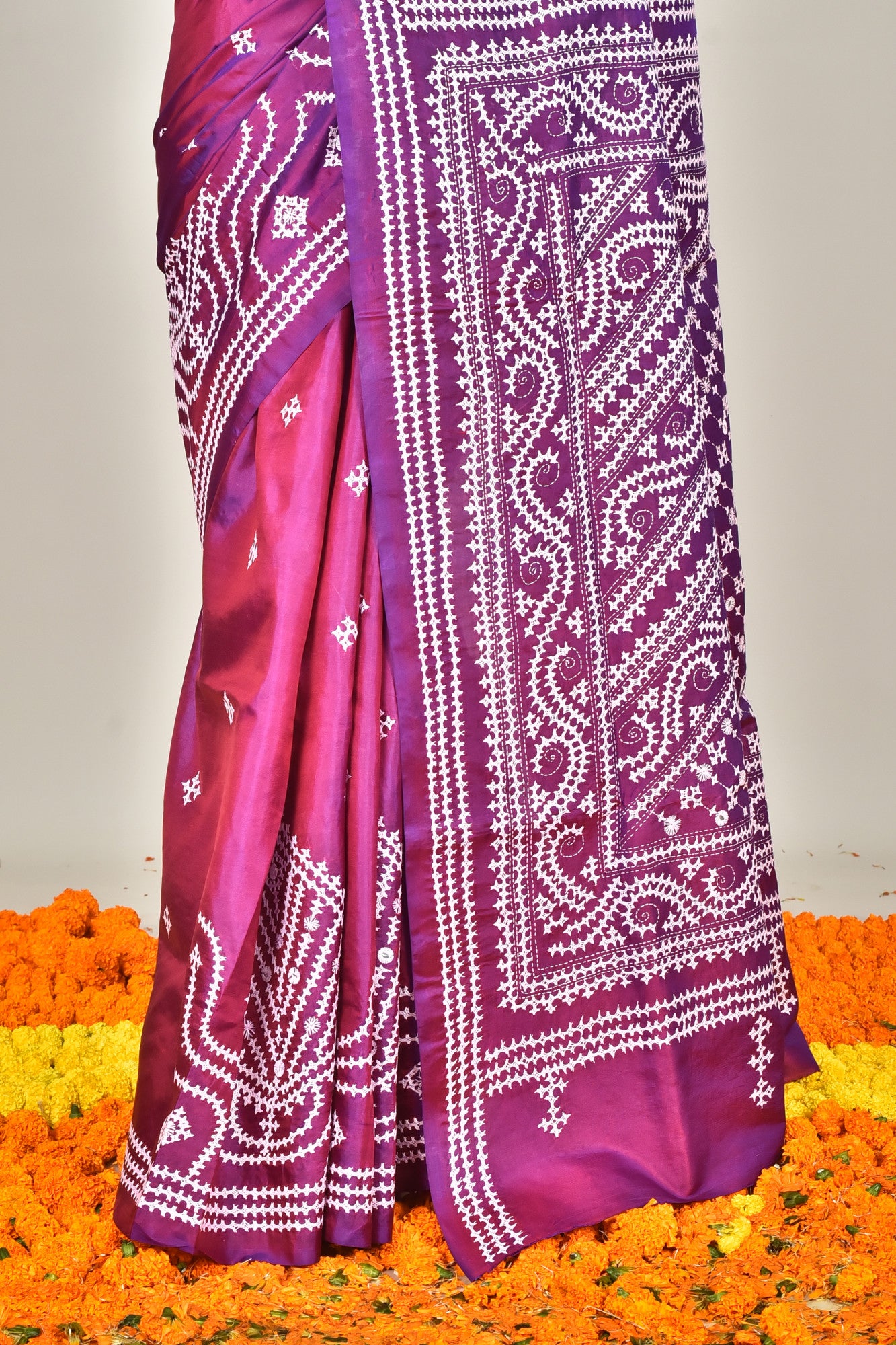 BANGALORE SILK GUJRATI STITCH SAREE Thumbnail