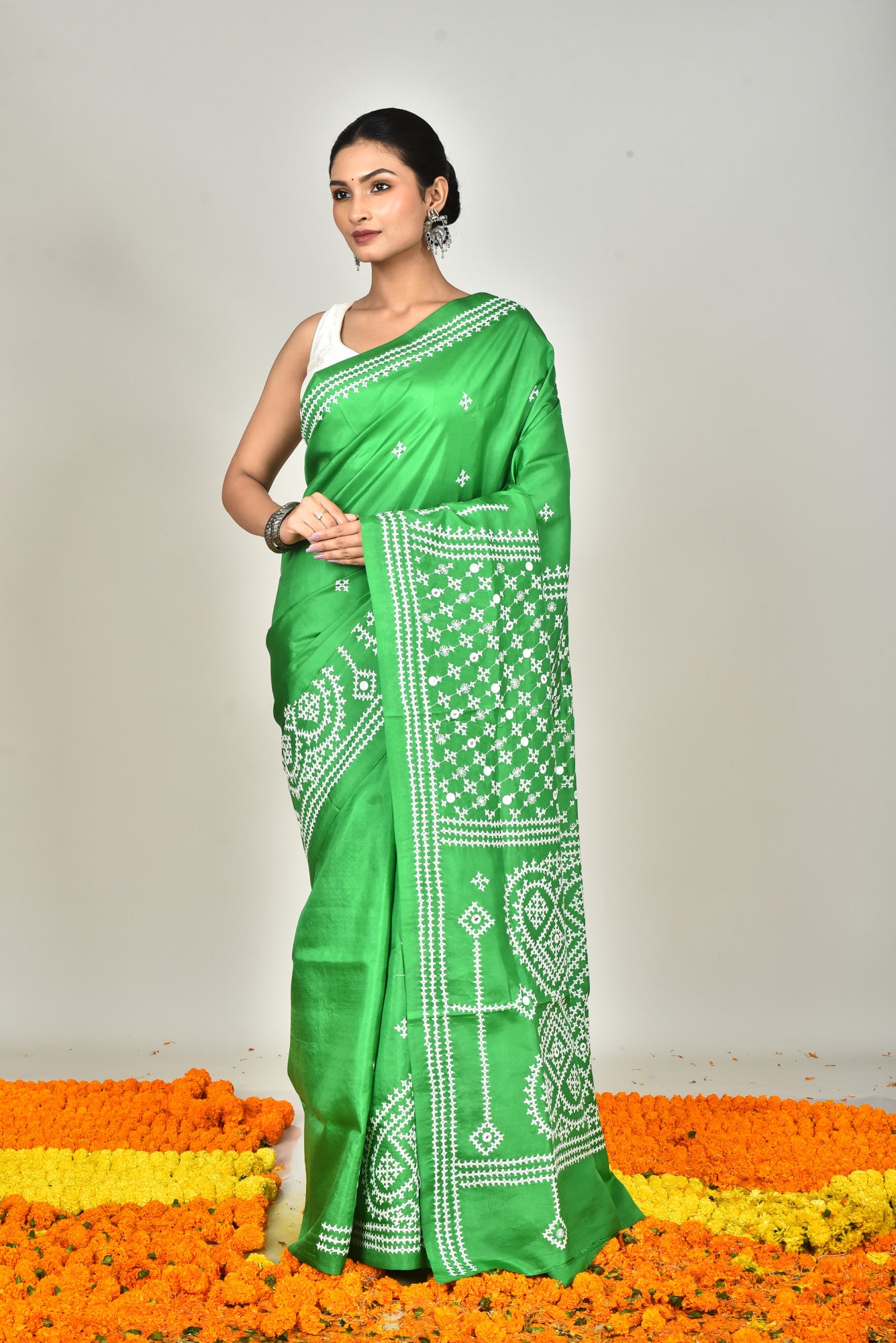 BANGALORE SILK GUJRATI STITCH SAREE
