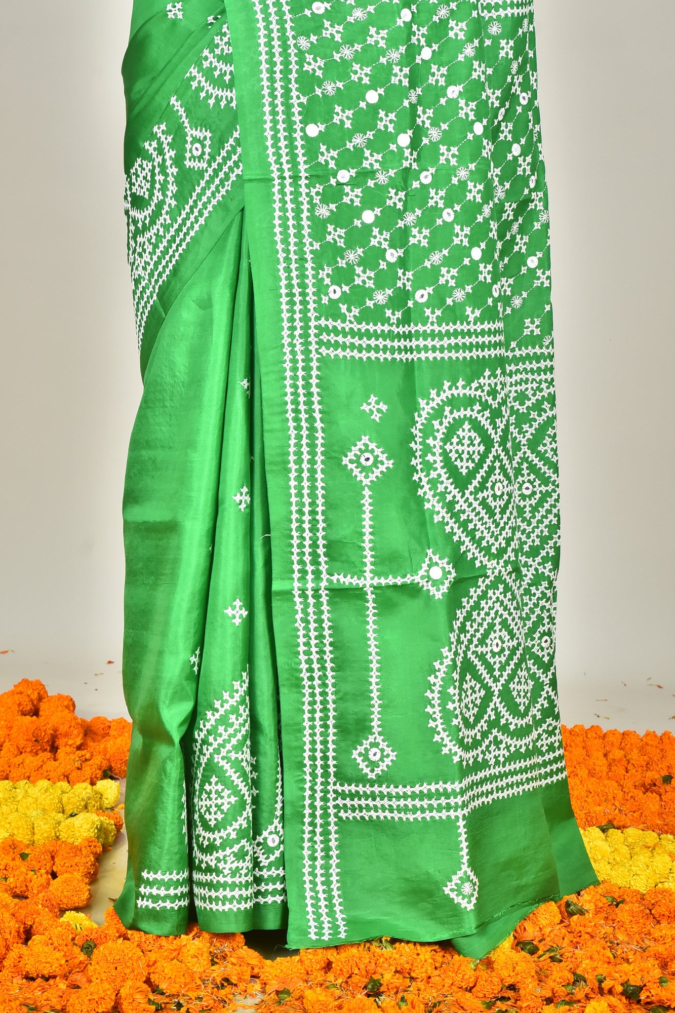 BANGALORE SILK GUJRATI STITCH SAREE Thumbnail