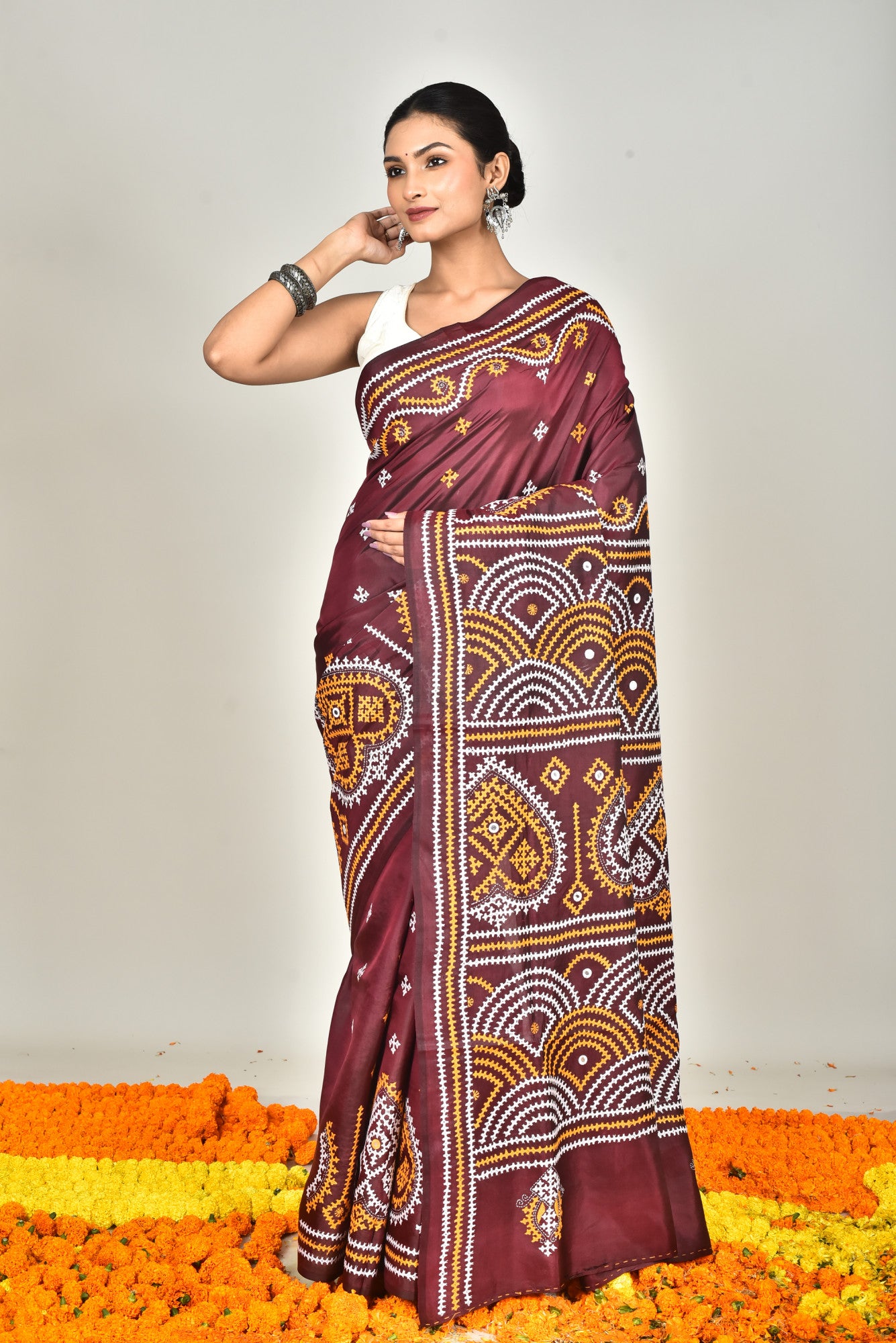BANGALORE SILK GUJRATI STITCH SAREE