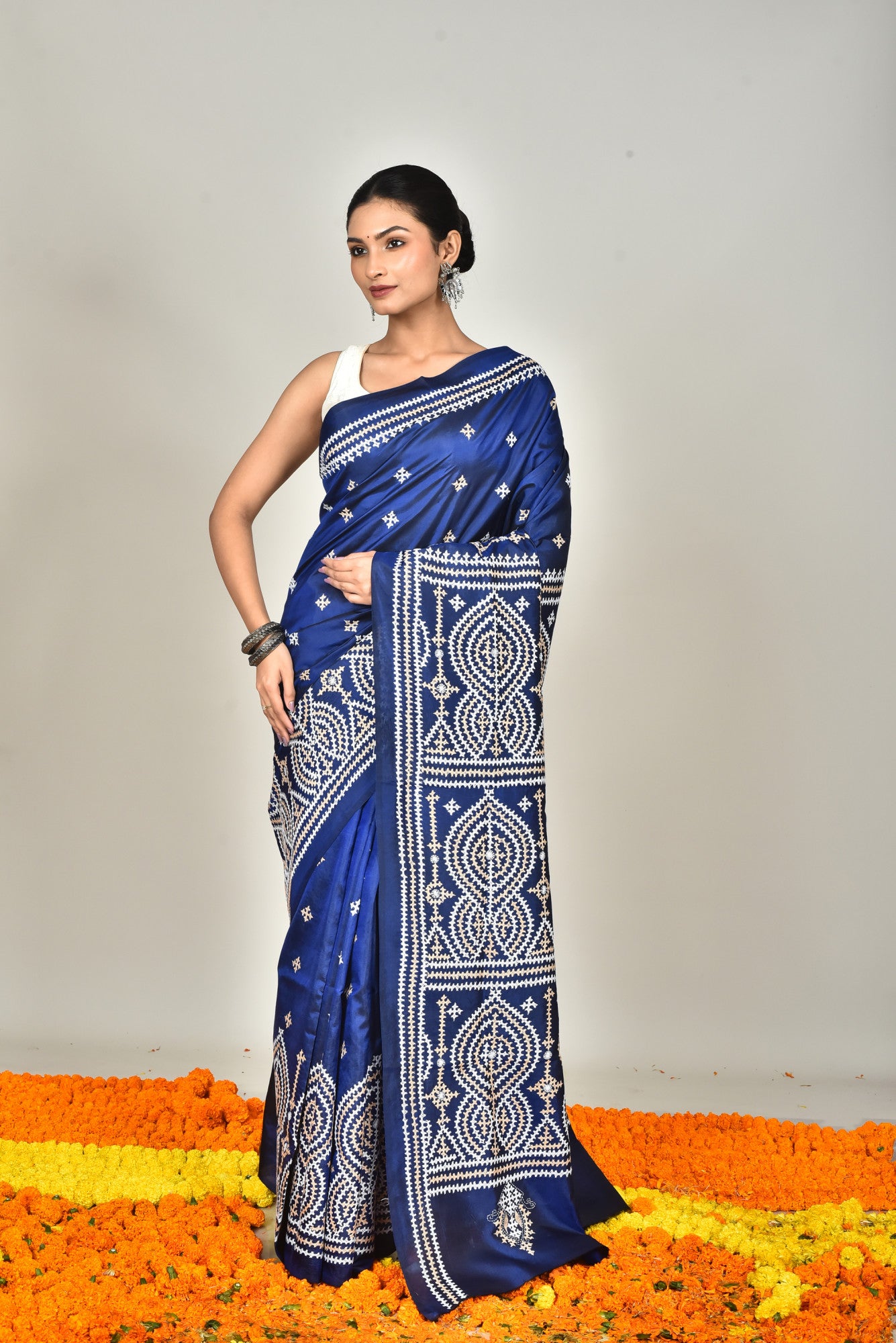 BANGALORE SILK GUJRATI STITCH SAREE