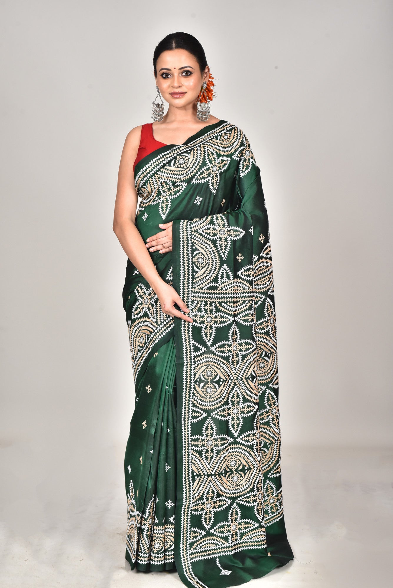 BANGALORE SILK GUJRATI STITCH SAREE Thumbnail