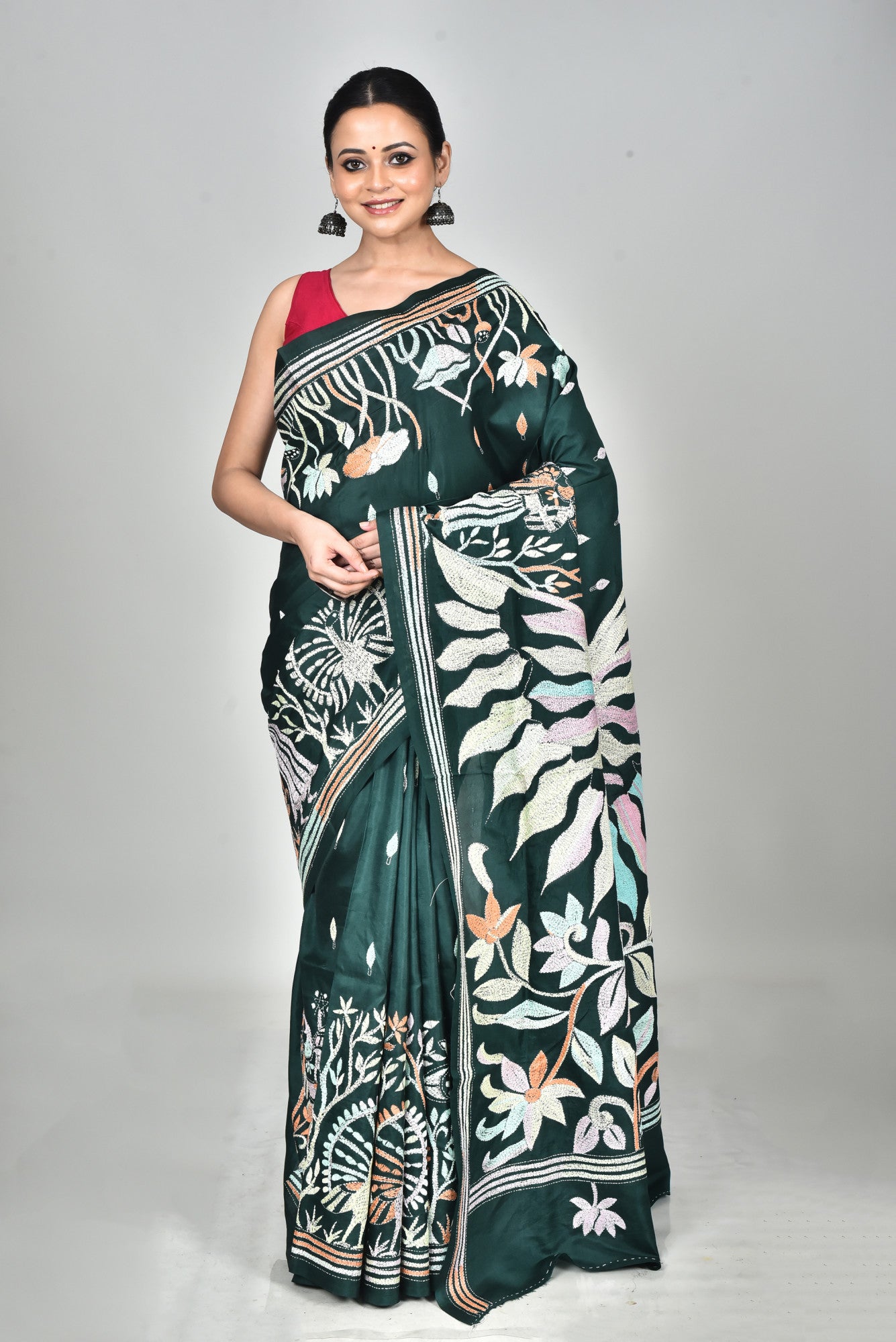 BANGALORE SILK KANTHA SAREE