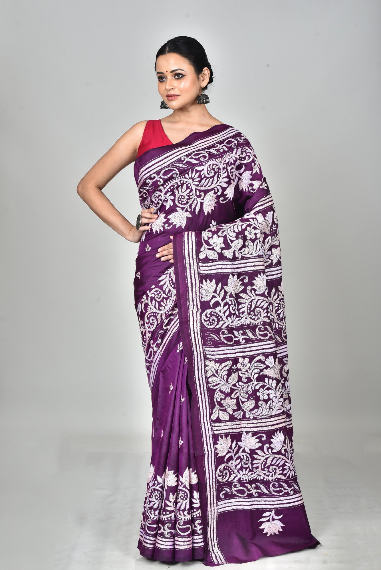 BANGALORE SILK KANTHA SAREE Thumbnail