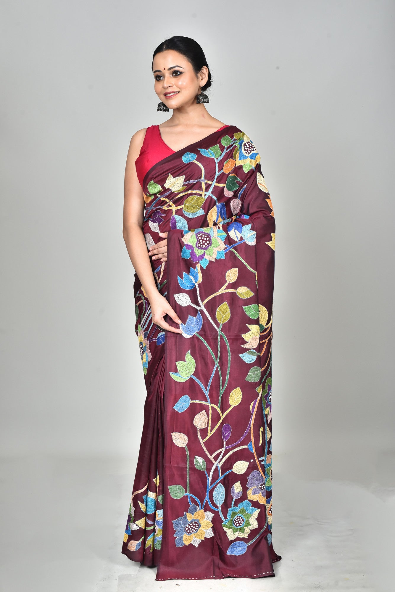 BANGALORE SILK KANTHA SAREE Thumbnail