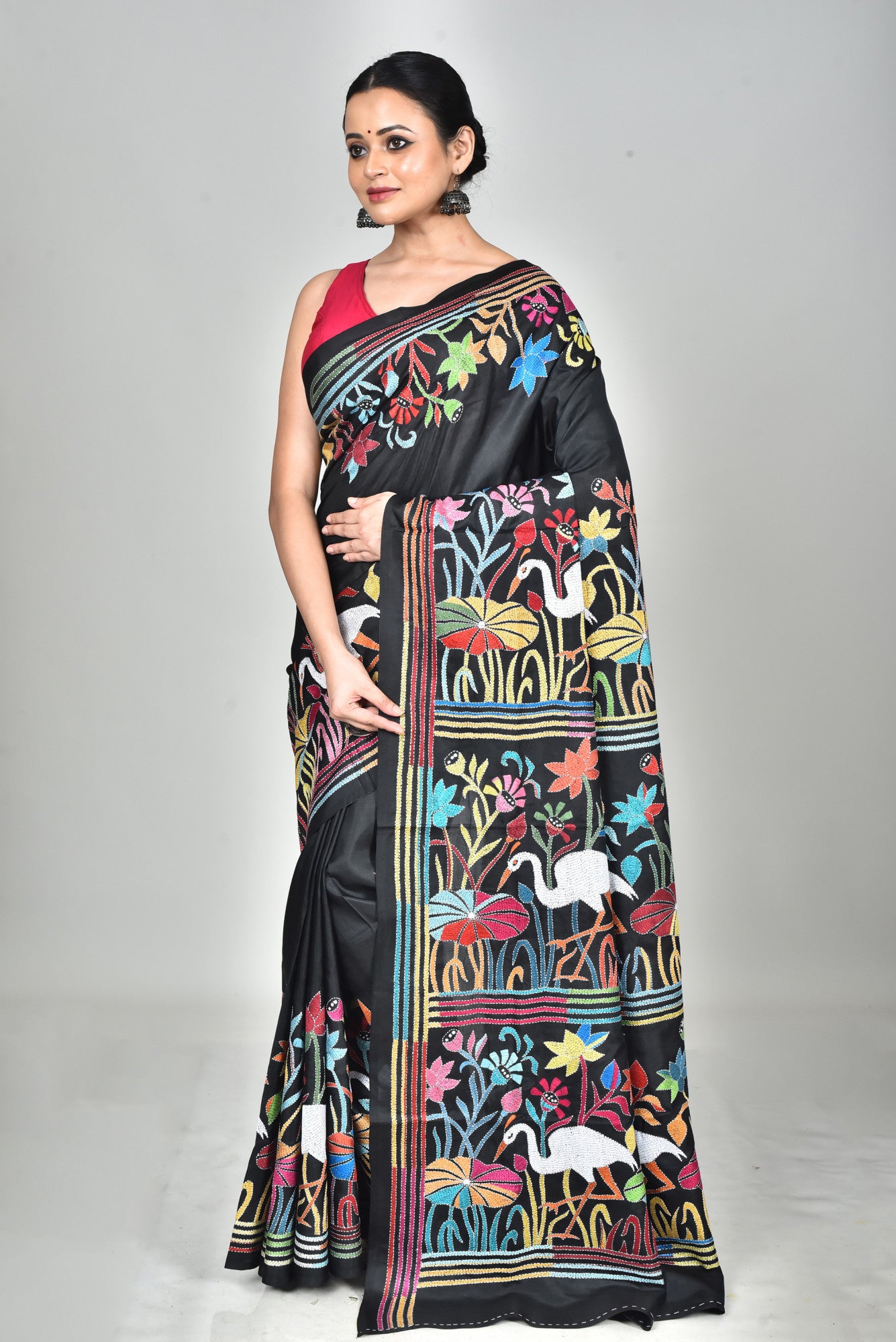 BANGALORE SILK KANTHA SAREE Thumbnail