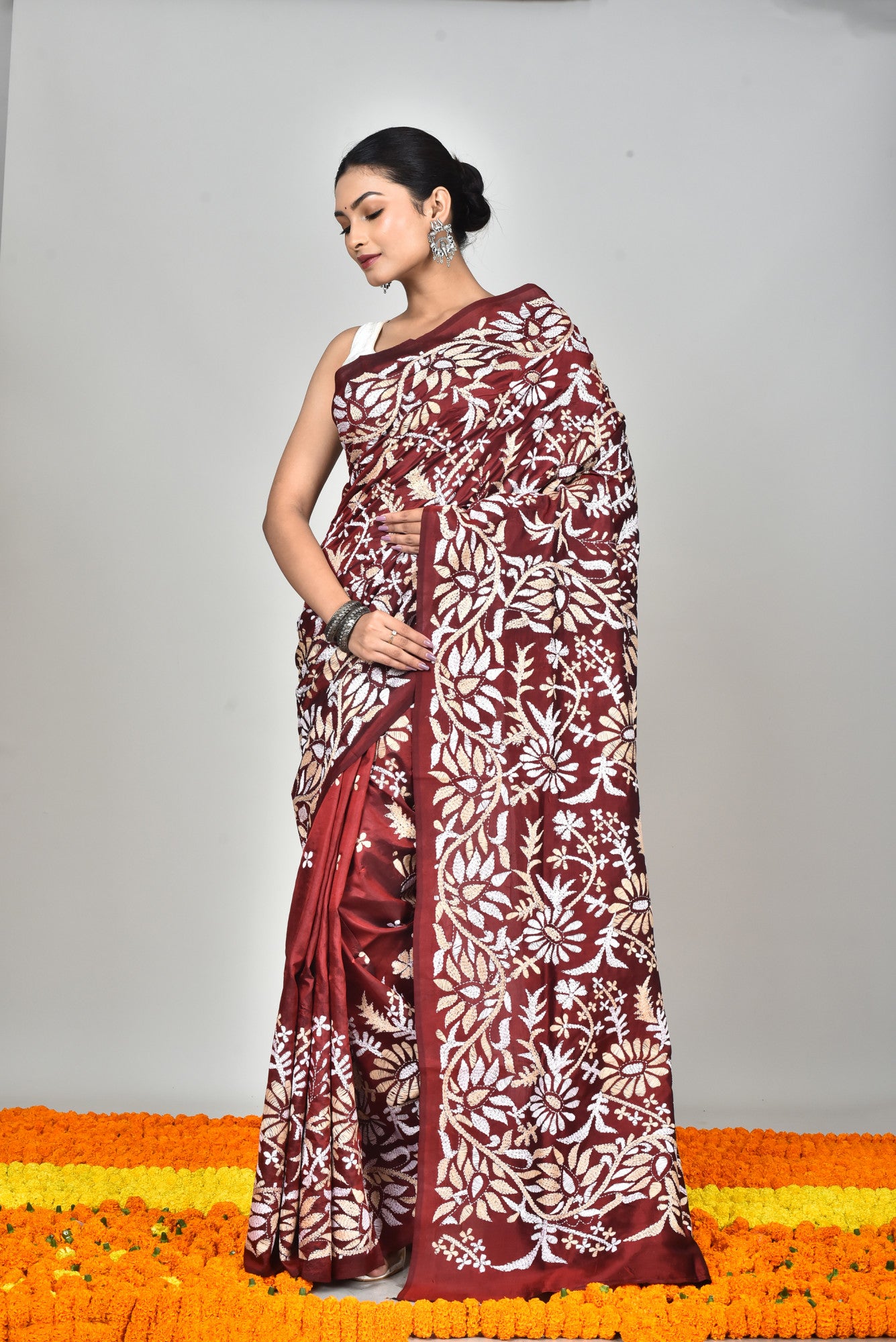 BANGALORE SILK KANTHA SAREE Thumbnail