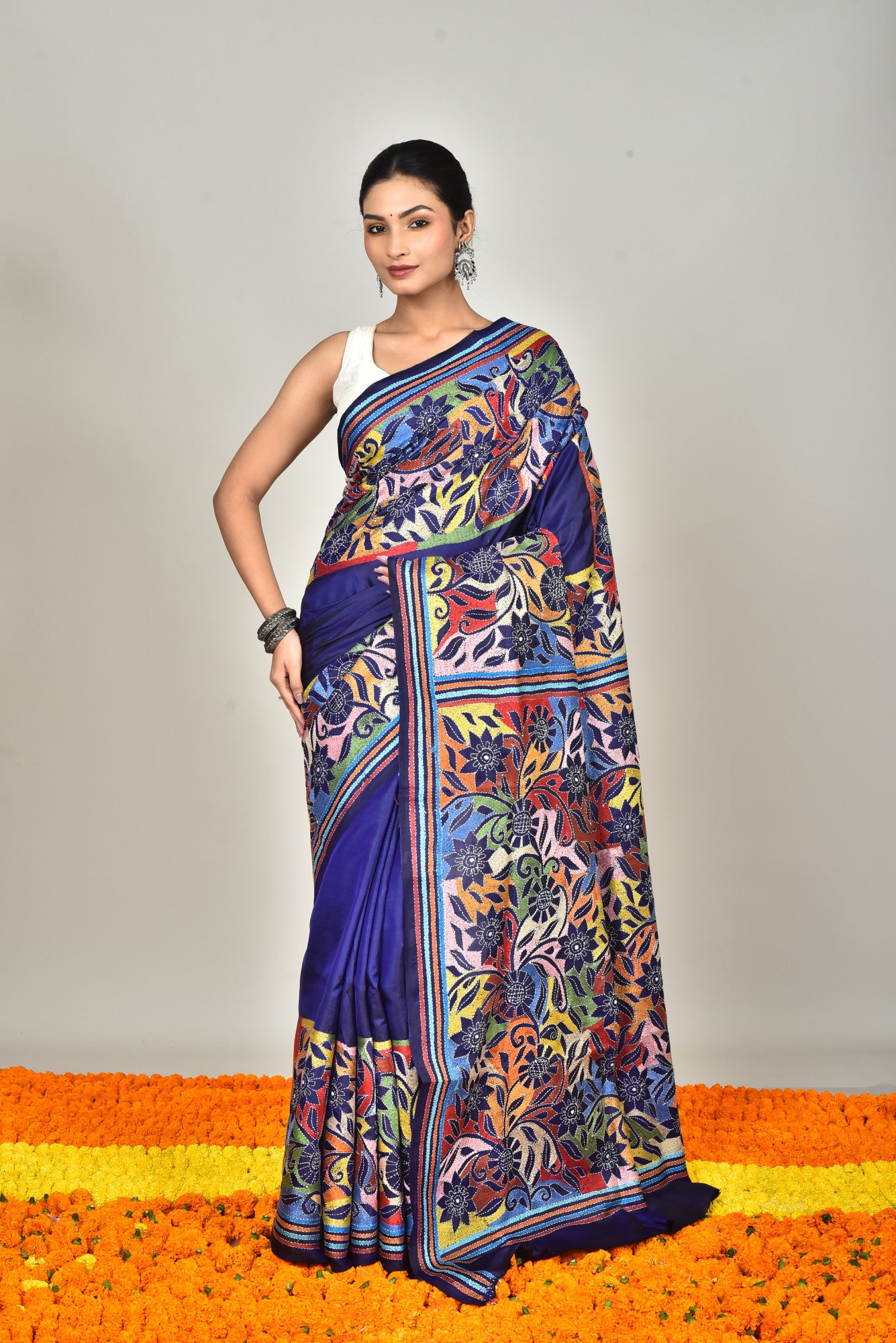 BANGALORE SILK KANTHA SAREE