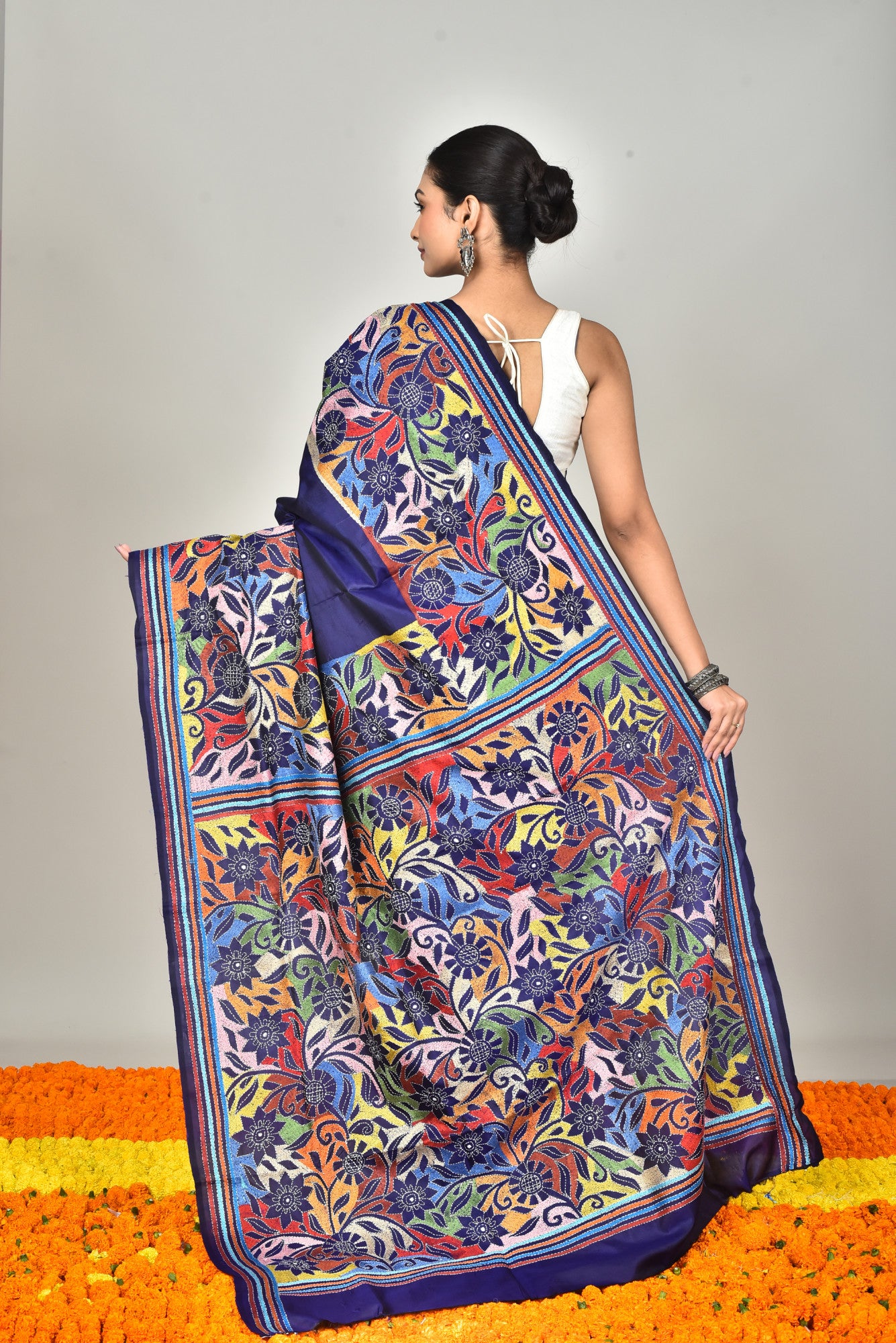 BANGALORE SILK KANTHA SAREE Thumbnail