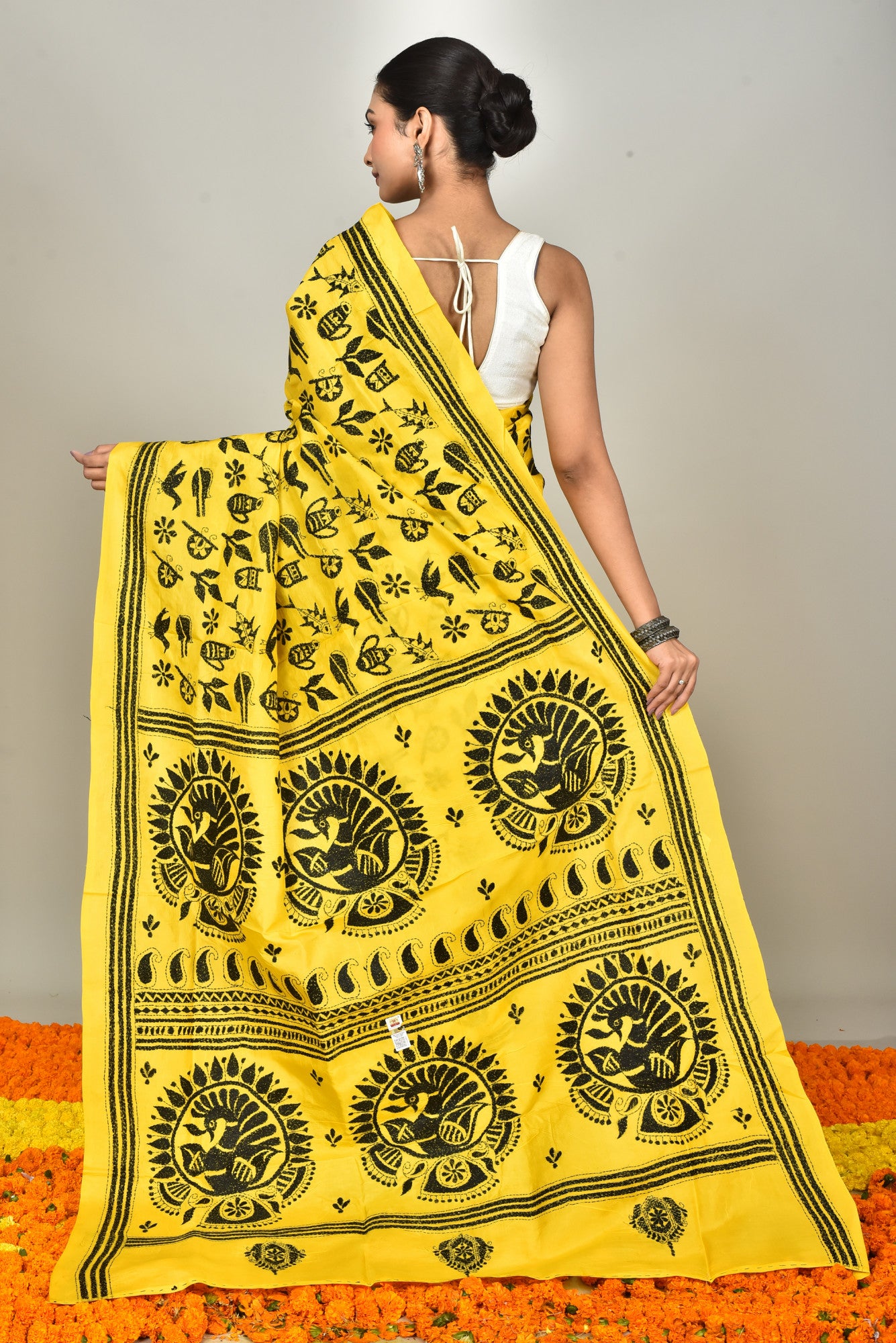 BANGALORE SILK KANTHA SAREE Thumbnail