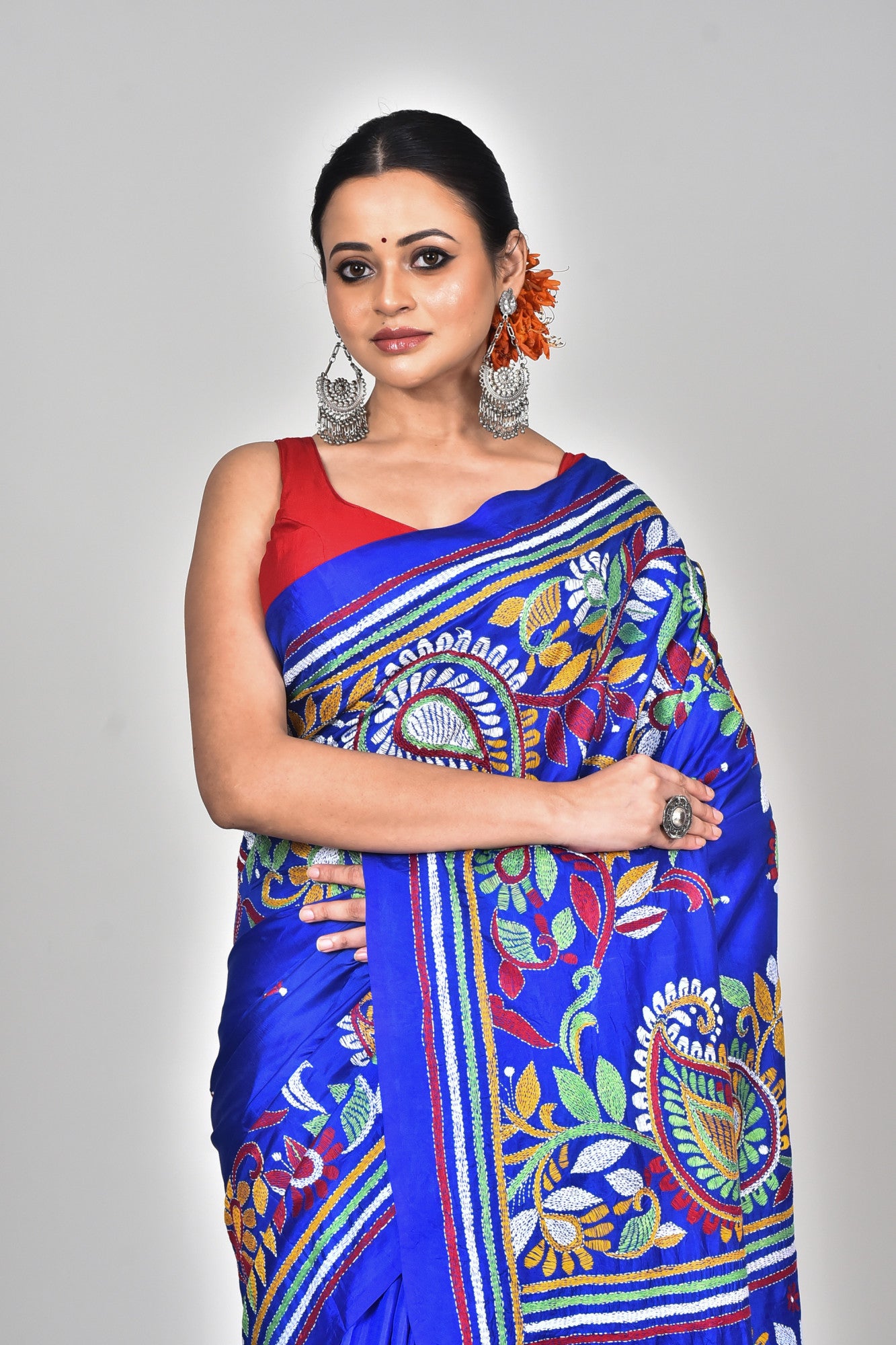 SILK JALCHURI HAND PRINT KANTHA SAREE