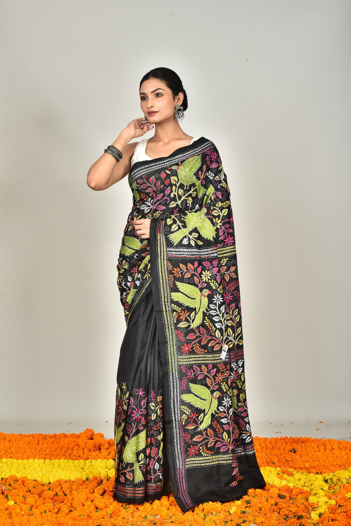 BANGALORE SILK KANTHA SAREE