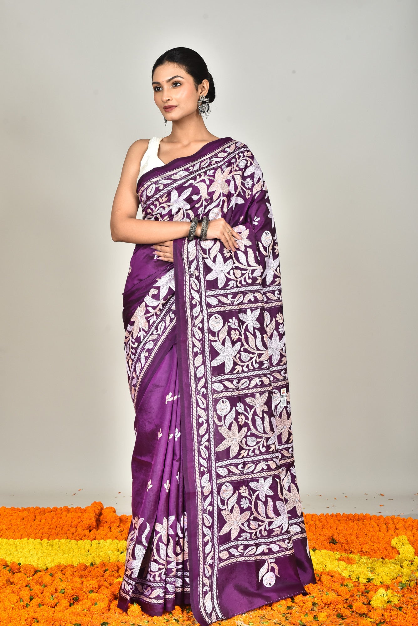 BANGALORE SILK KANTHA SAREE