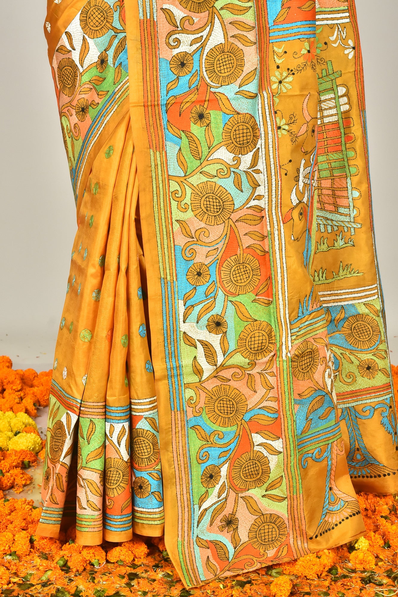 BANGALORE SILK KANTHA SAREE Thumbnail