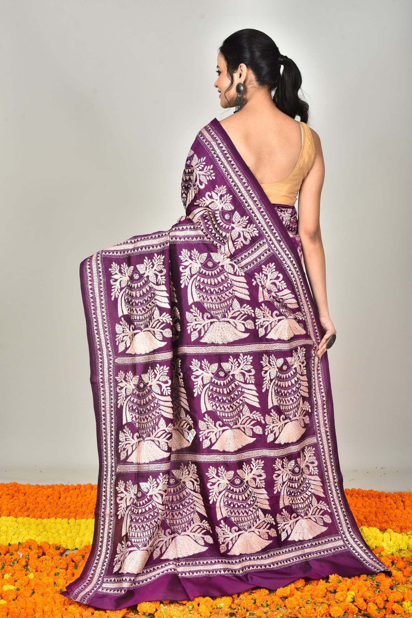 BANGALORE SILK  KANTHA SAREE Thumbnail