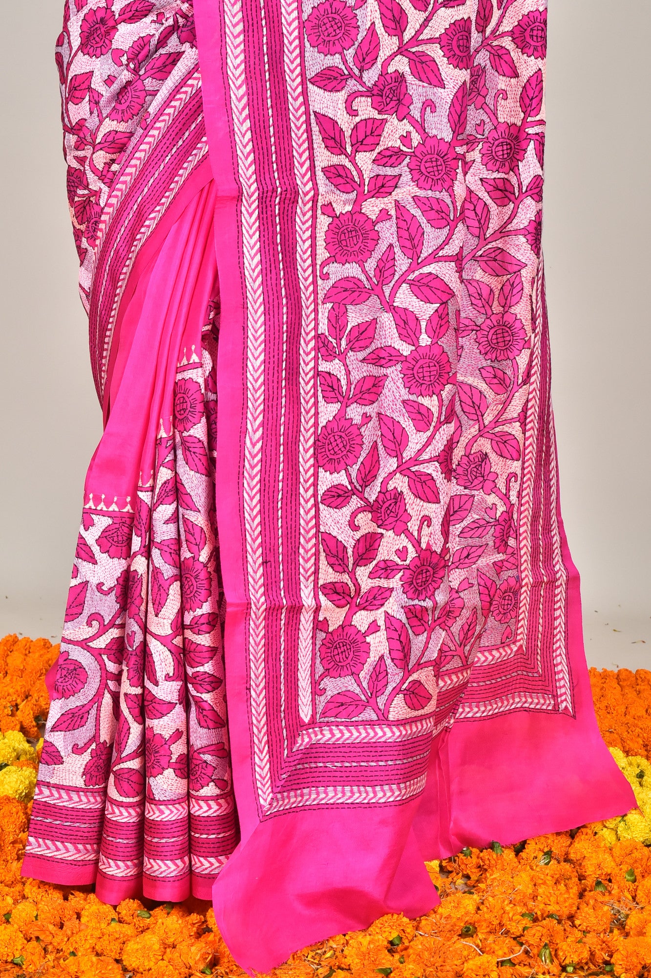 BANGALORE SILK  KANTHA SAREE Thumbnail