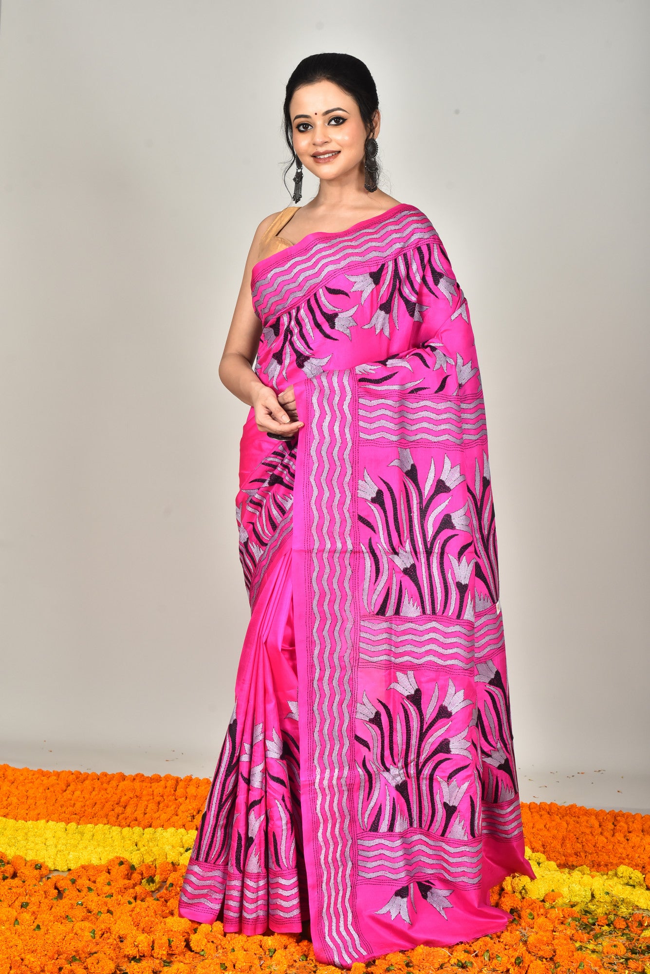 BANGALORE SILK  KANTHA SAREE Thumbnail