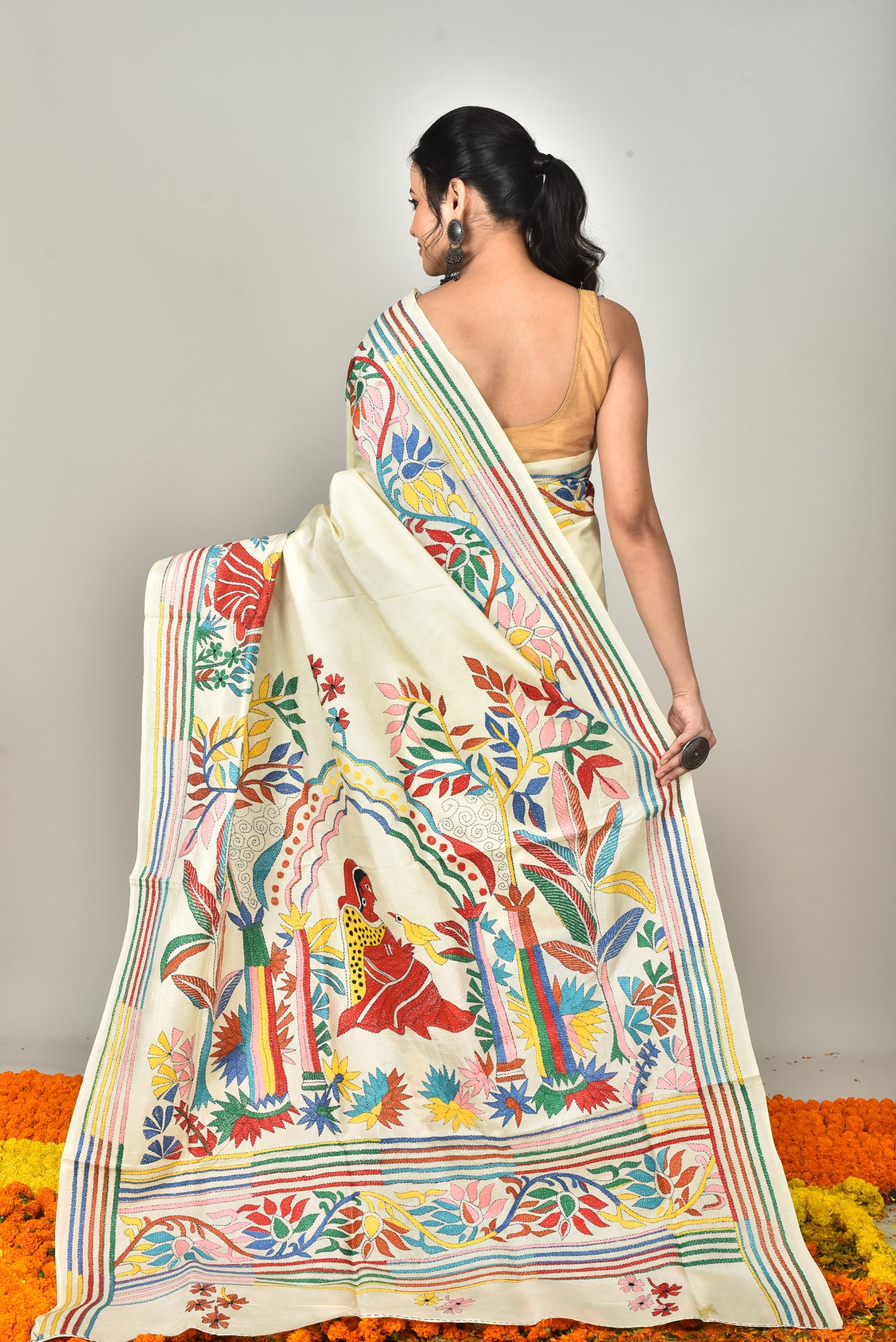 BANGALORE SILK KANTHA SAREE Thumbnail