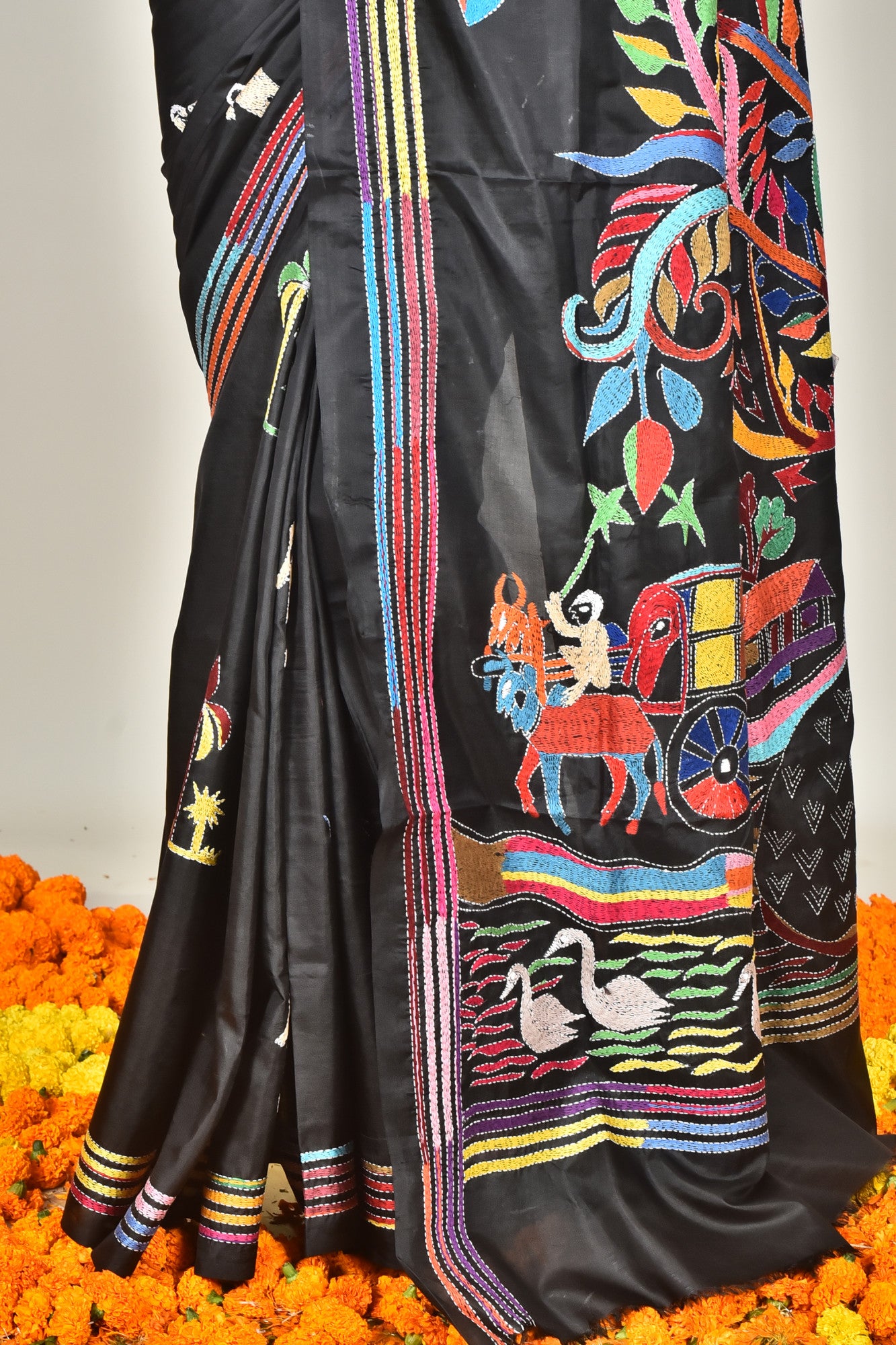 BANGALORE SILK KANTHA STITCH SAREE Thumbnail