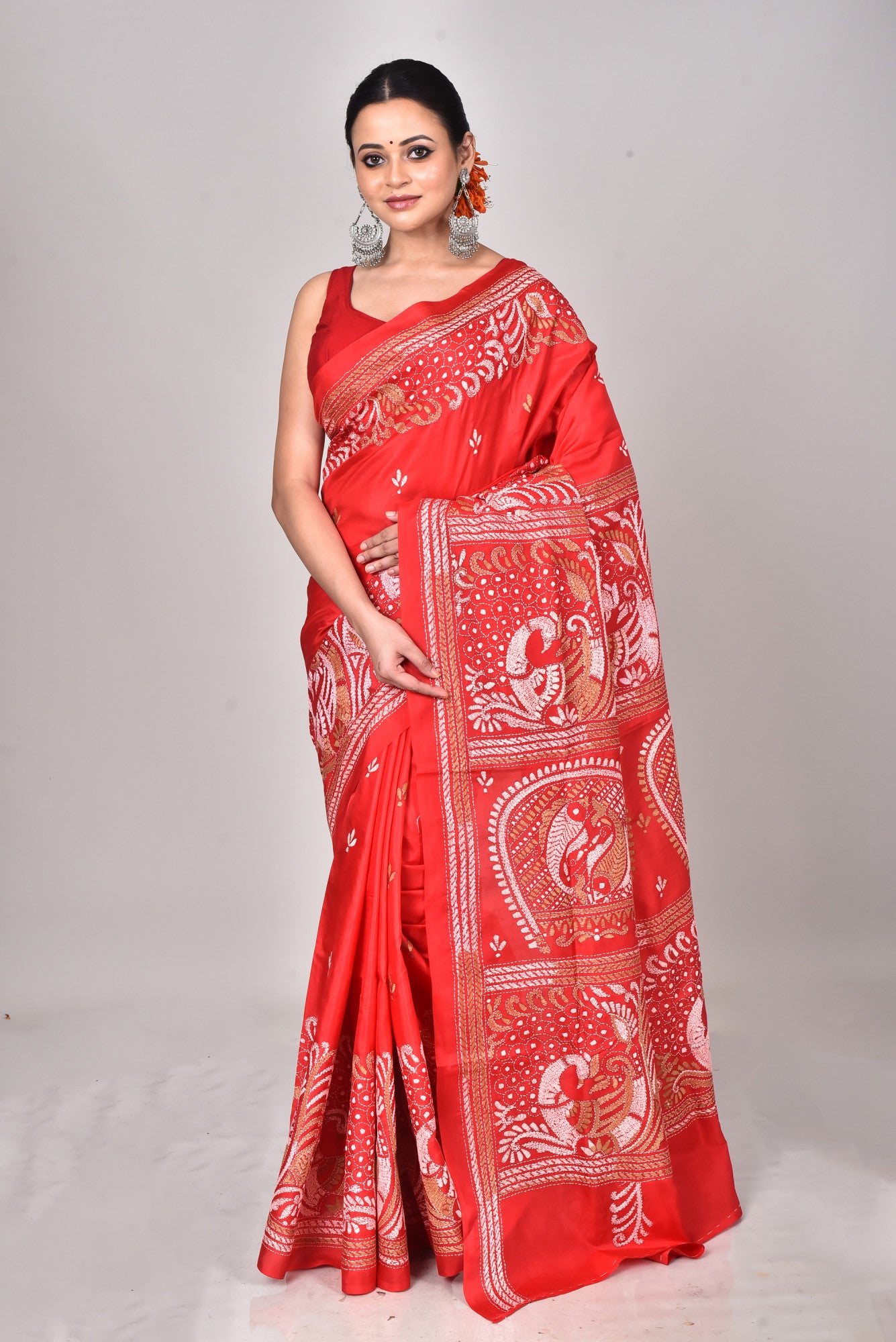 BANGALORE SILK REVERSE KANTHA SAREE