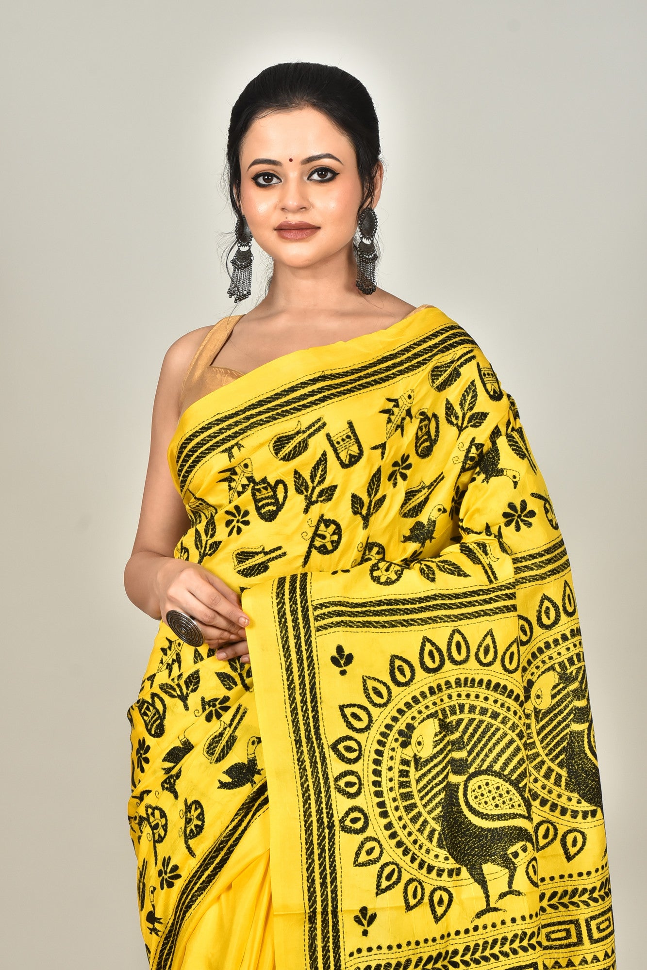 BANGALORE SILK REVERSE KANTHA SAREE Thumbnail