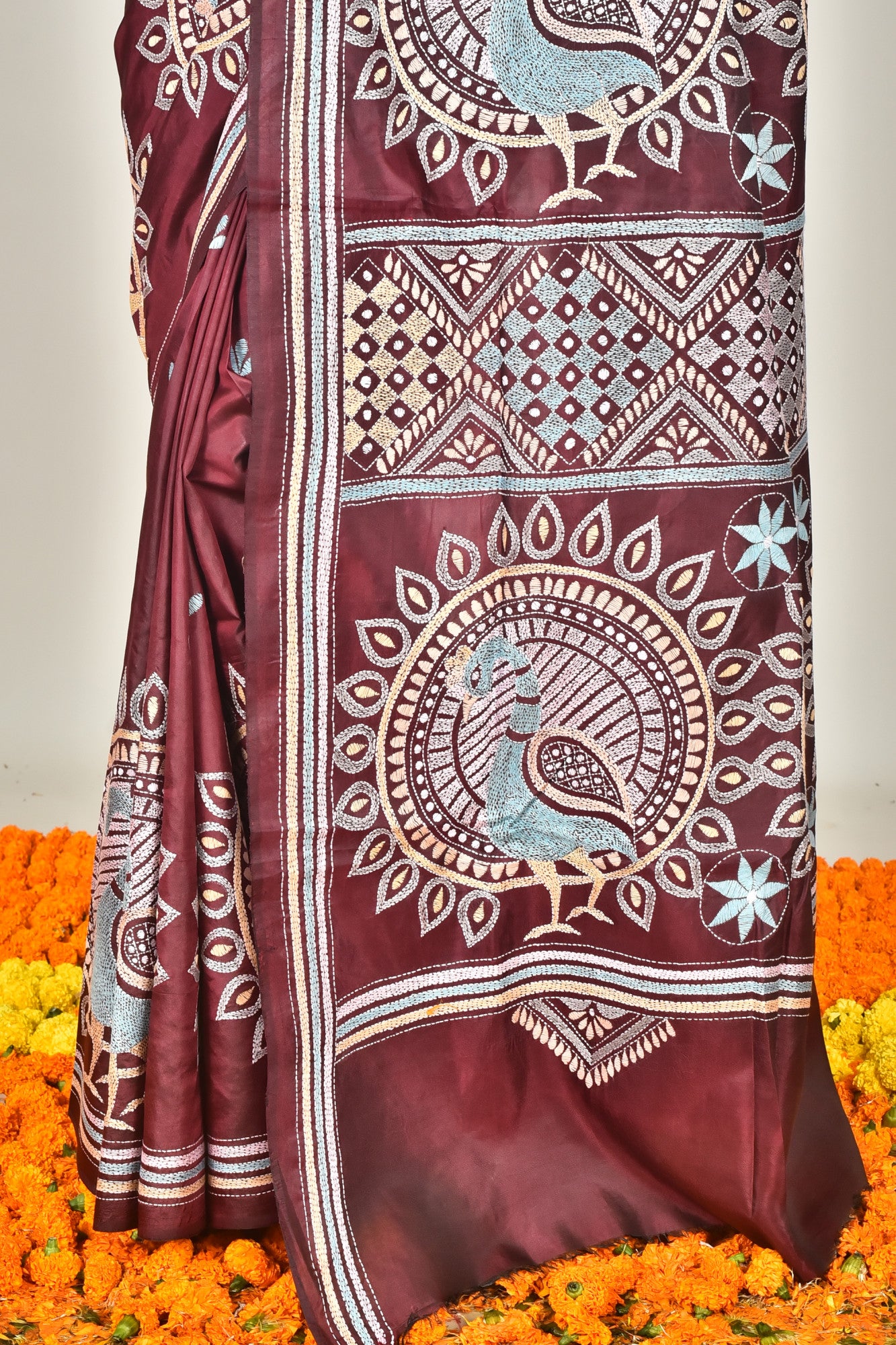 BANGALORE SILK REVERSE KANTHA SAREE Thumbnail
