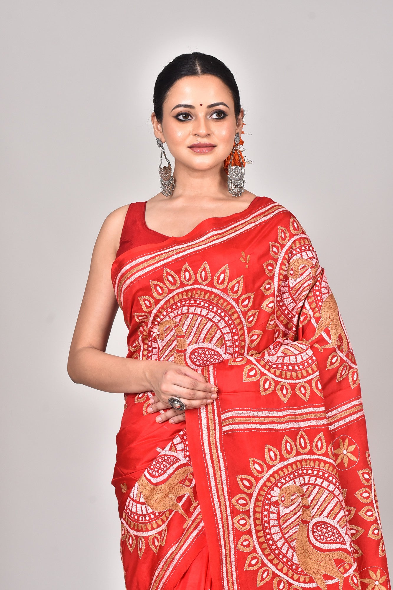 BANGALORE SILK REVERSE KANTHA SAREE Thumbnail