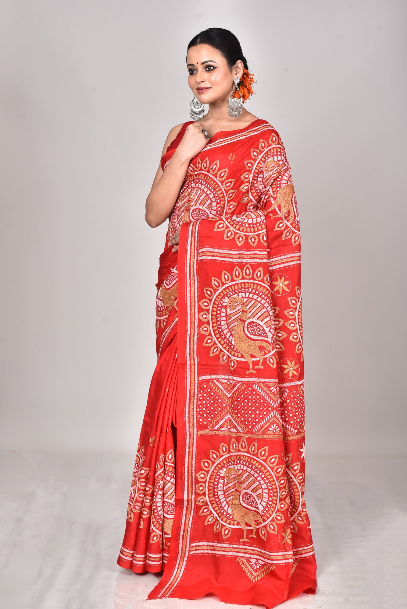 BANGALORE SILK REVERSE KANTHA SAREE Thumbnail