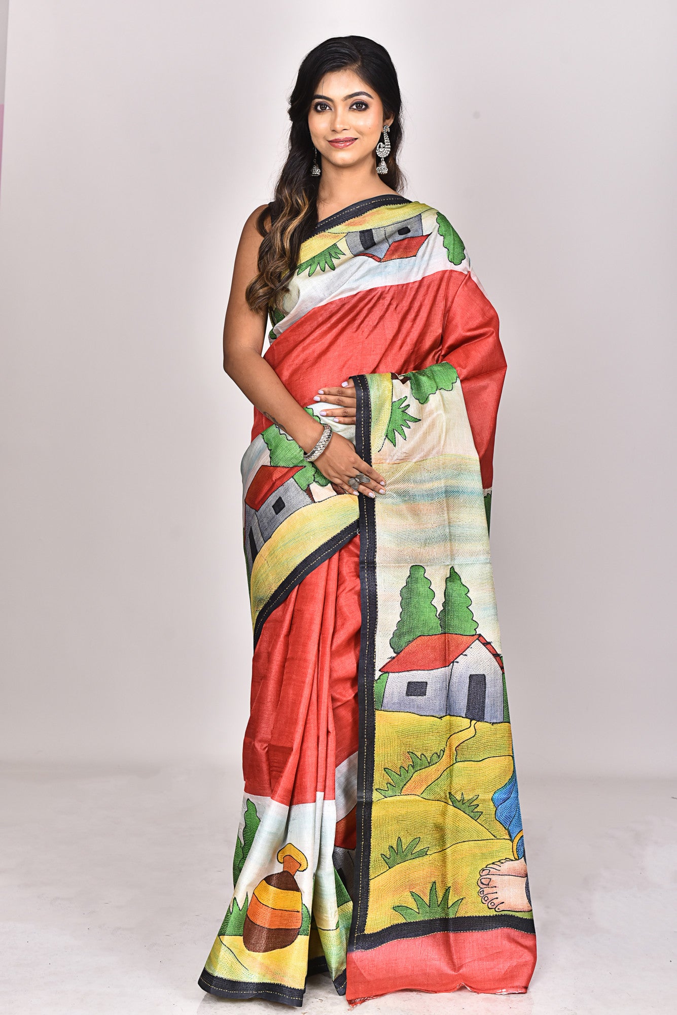 GACHI HANDPRINT KANTHA SAREE