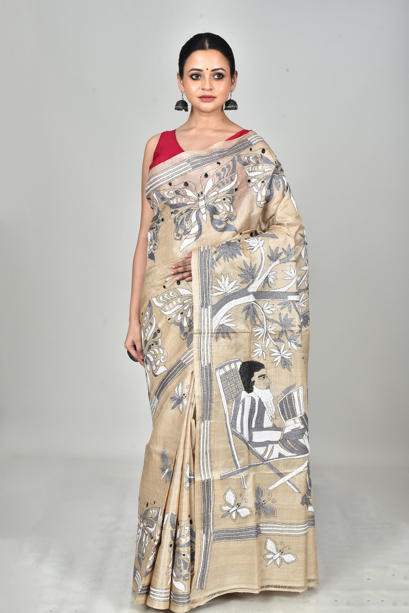 PURE SILK KANTHA SAREE