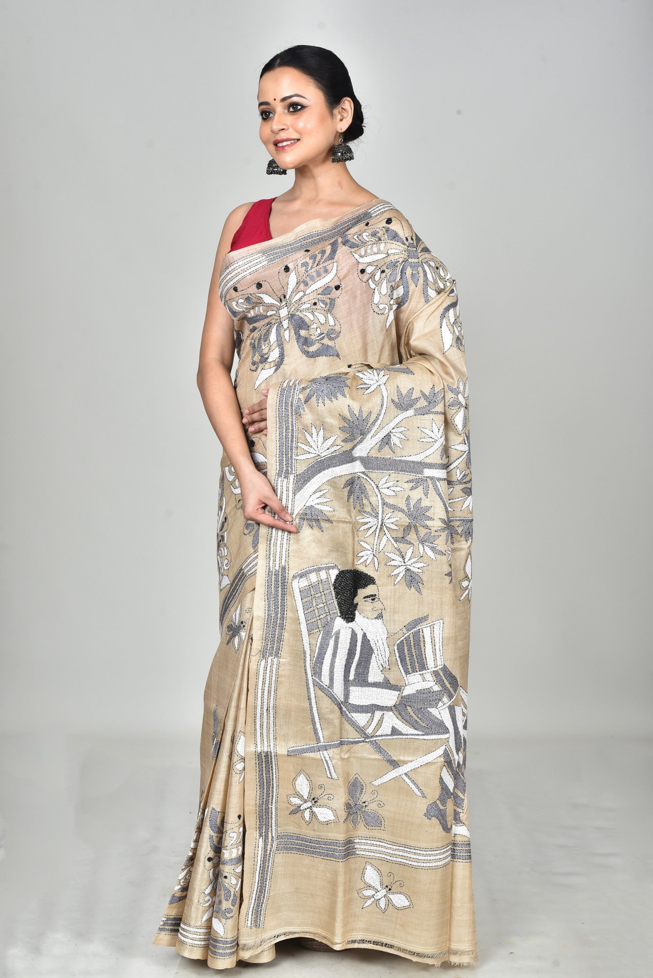 PURE SILK KANTHA SAREE Thumbnail