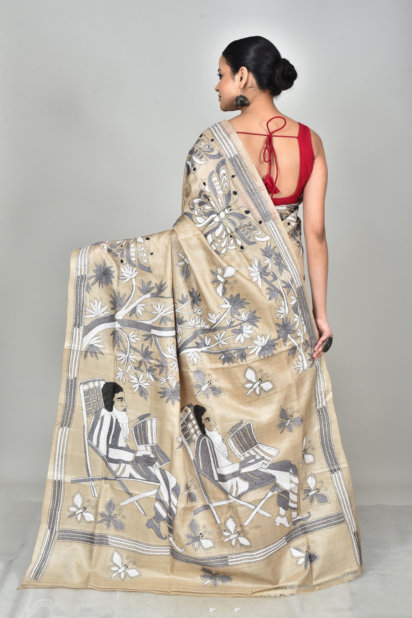 PURE SILK KANTHA SAREE