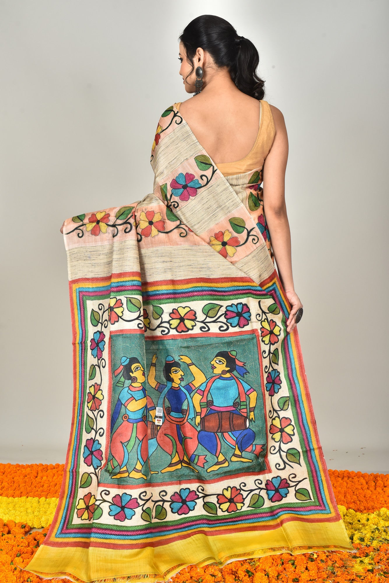 GACHI SILK TUSSAR KANTHA SAREE Thumbnail