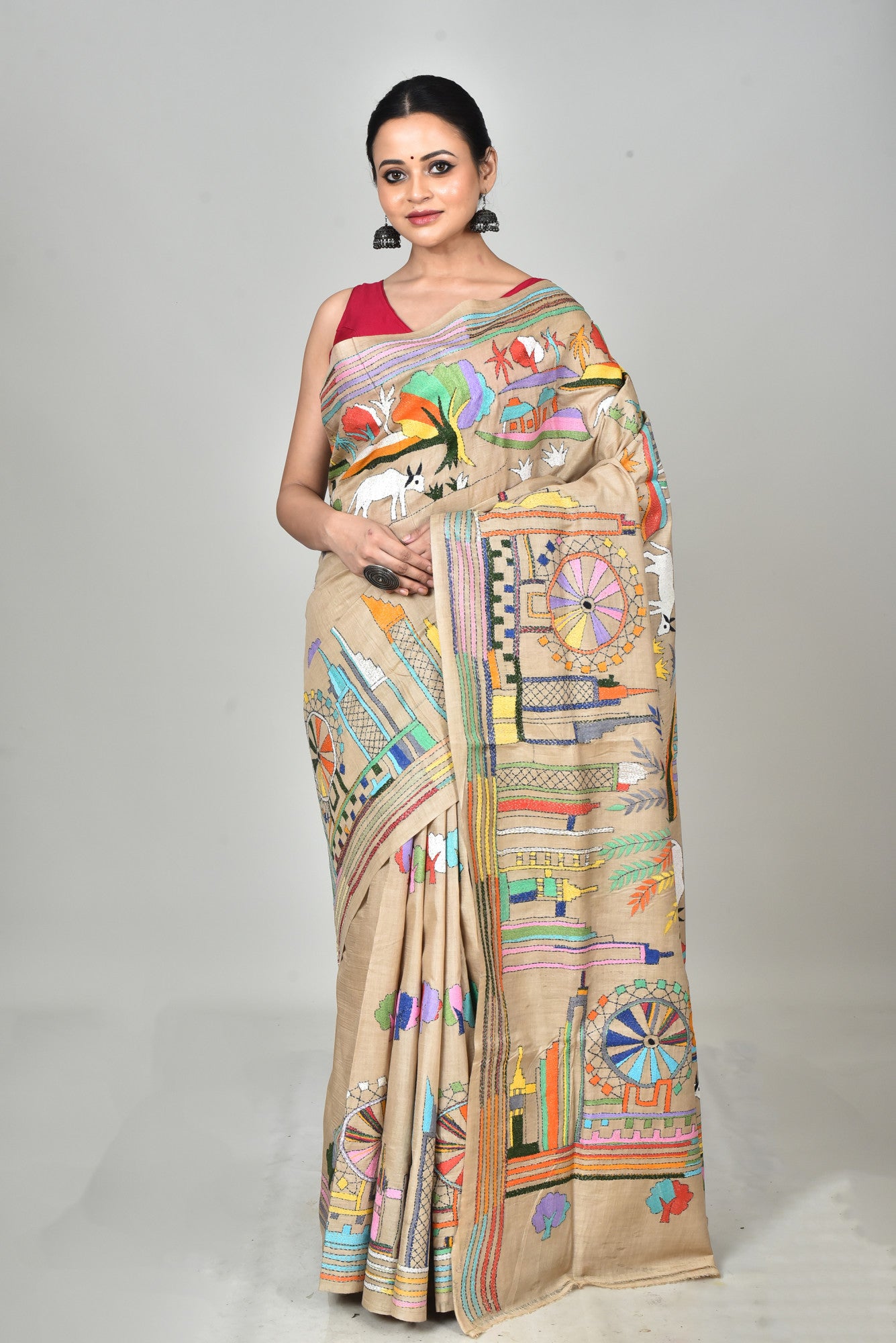 GACHI TUSSAR SILK KANTHA SAREE