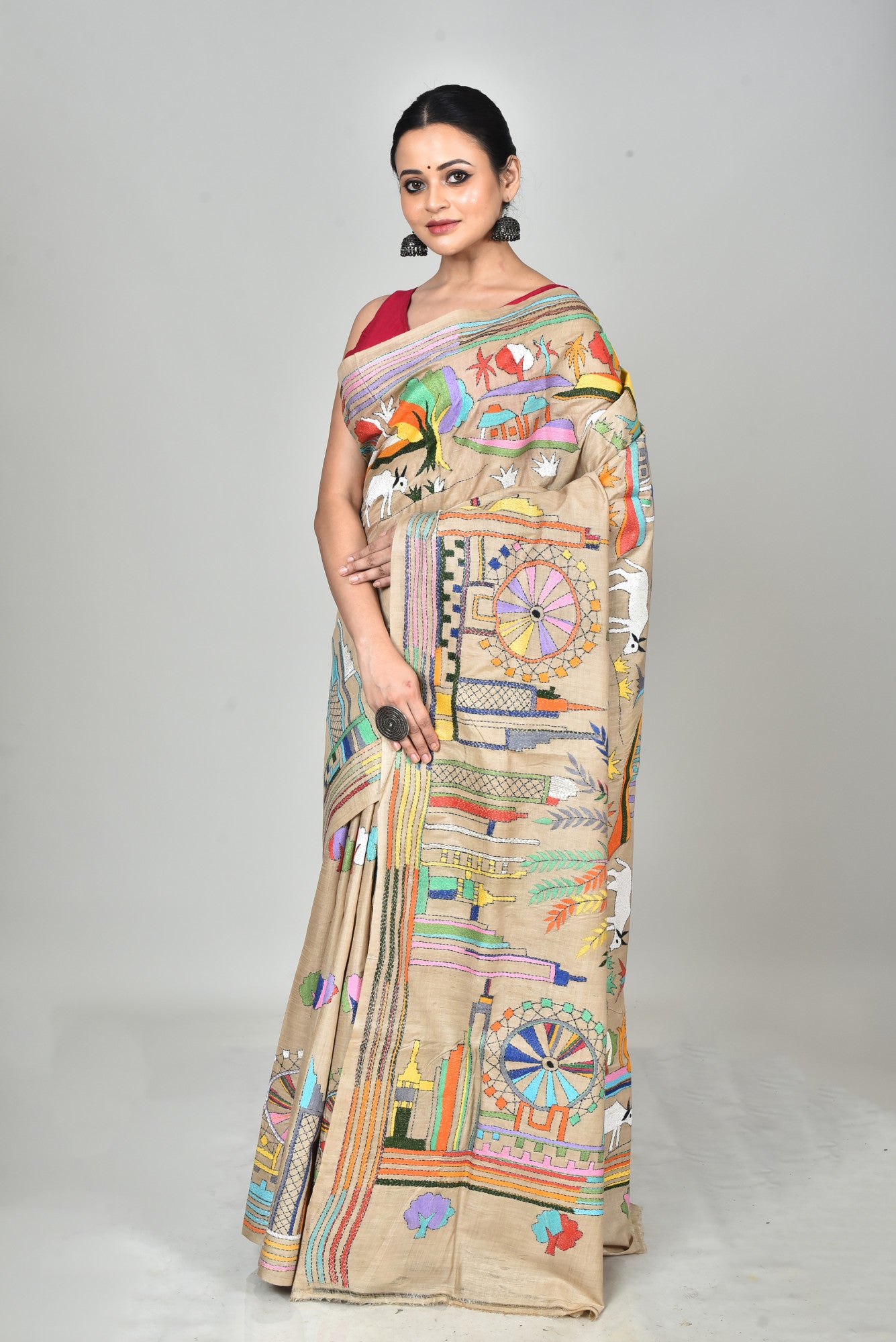 GACHI TUSSAR SILK KANTHA SAREE Thumbnail