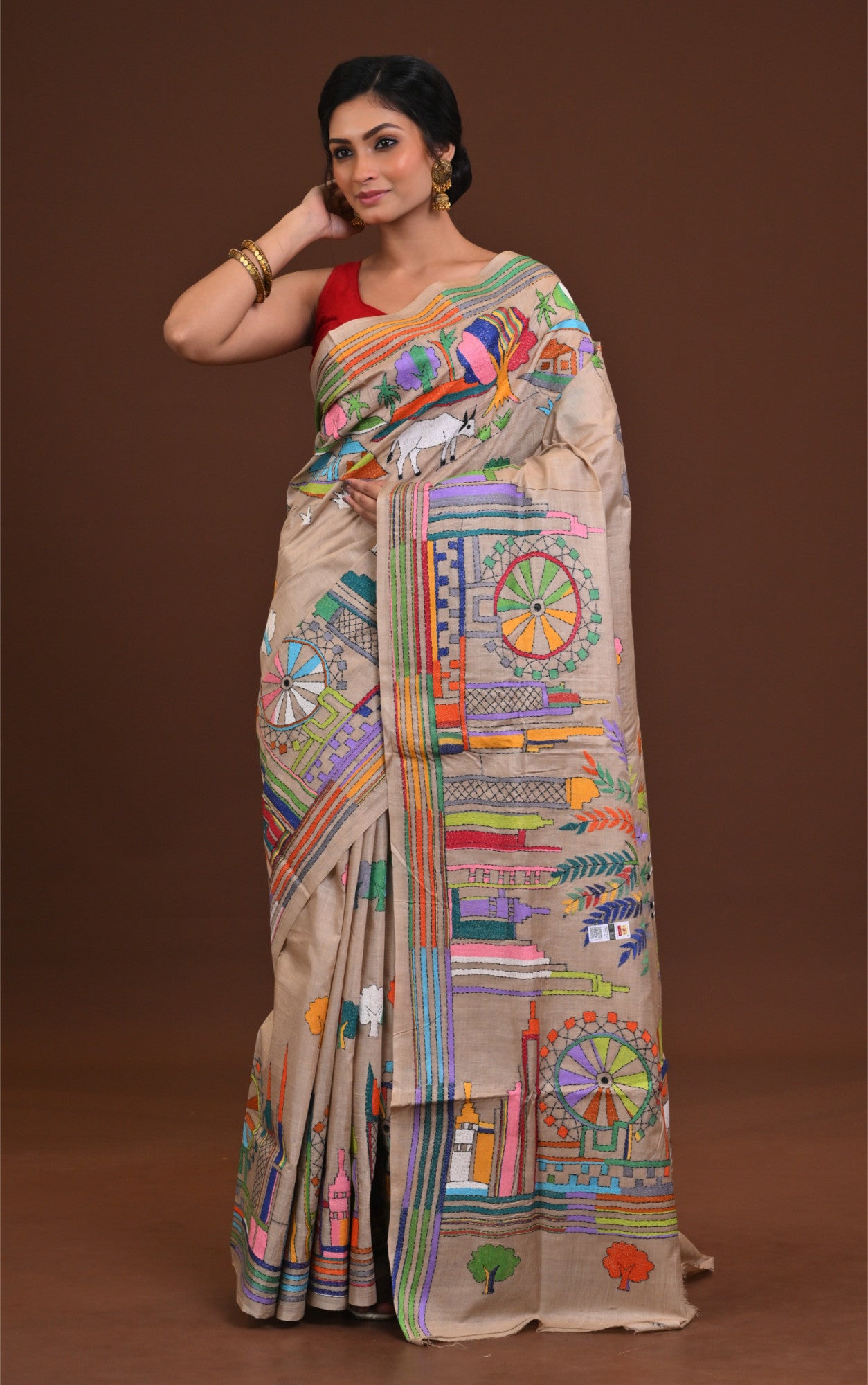 Gachi Tussar Silk Kantha Saree Thumbnail