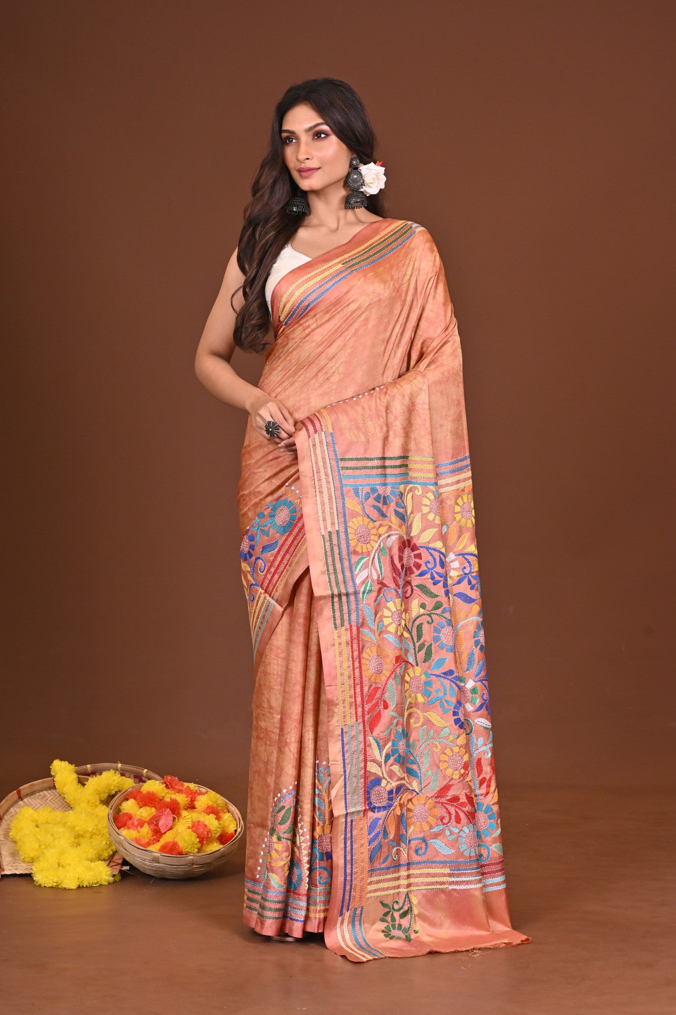GOLAPIGANDHA BLENDED SILK KANTHA SAREE Thumbnail