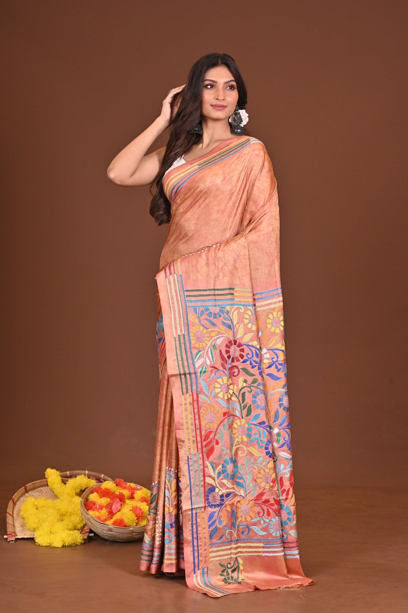 GOLAPIGANDHA BLENDED SILK KANTHA SAREE Thumbnail