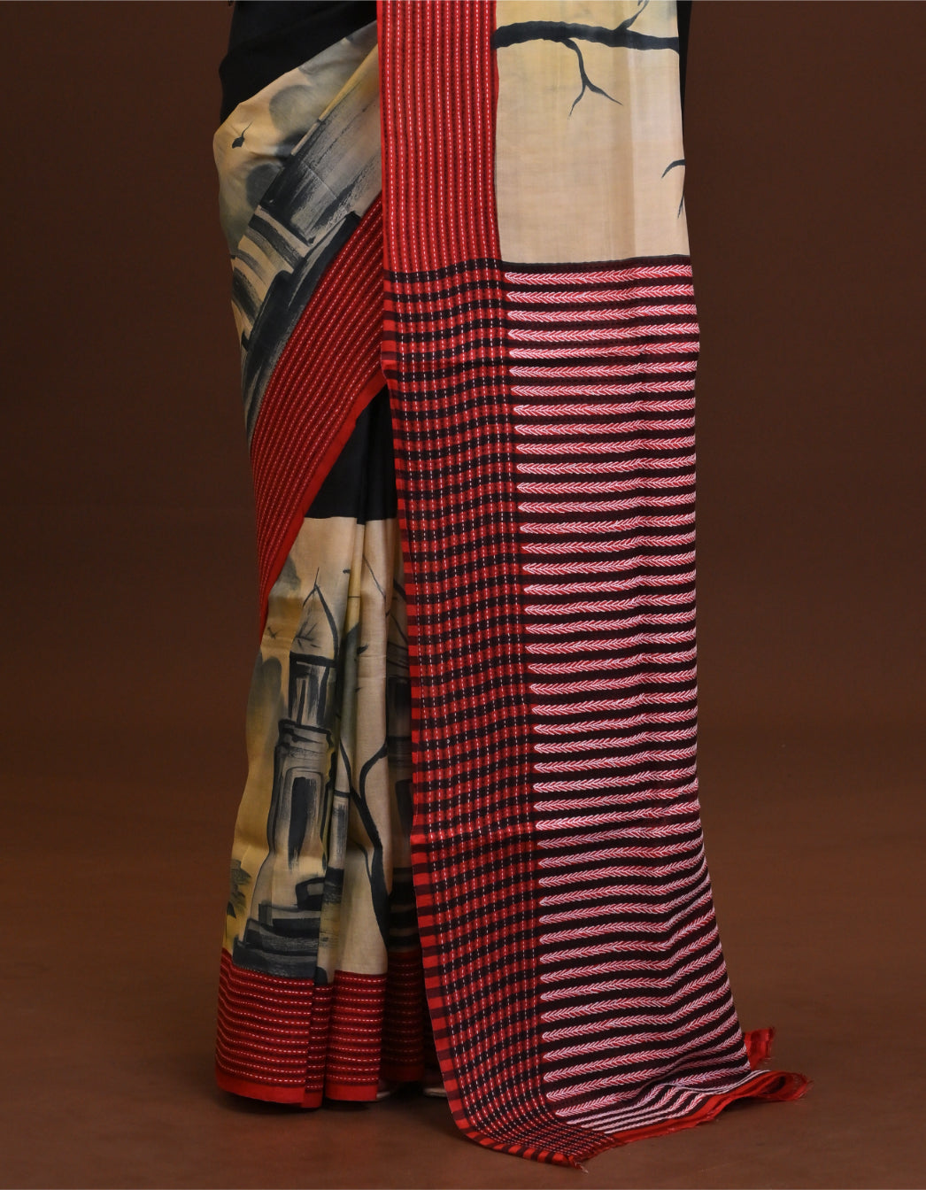 Pure Silk Kantha Stitch Saree