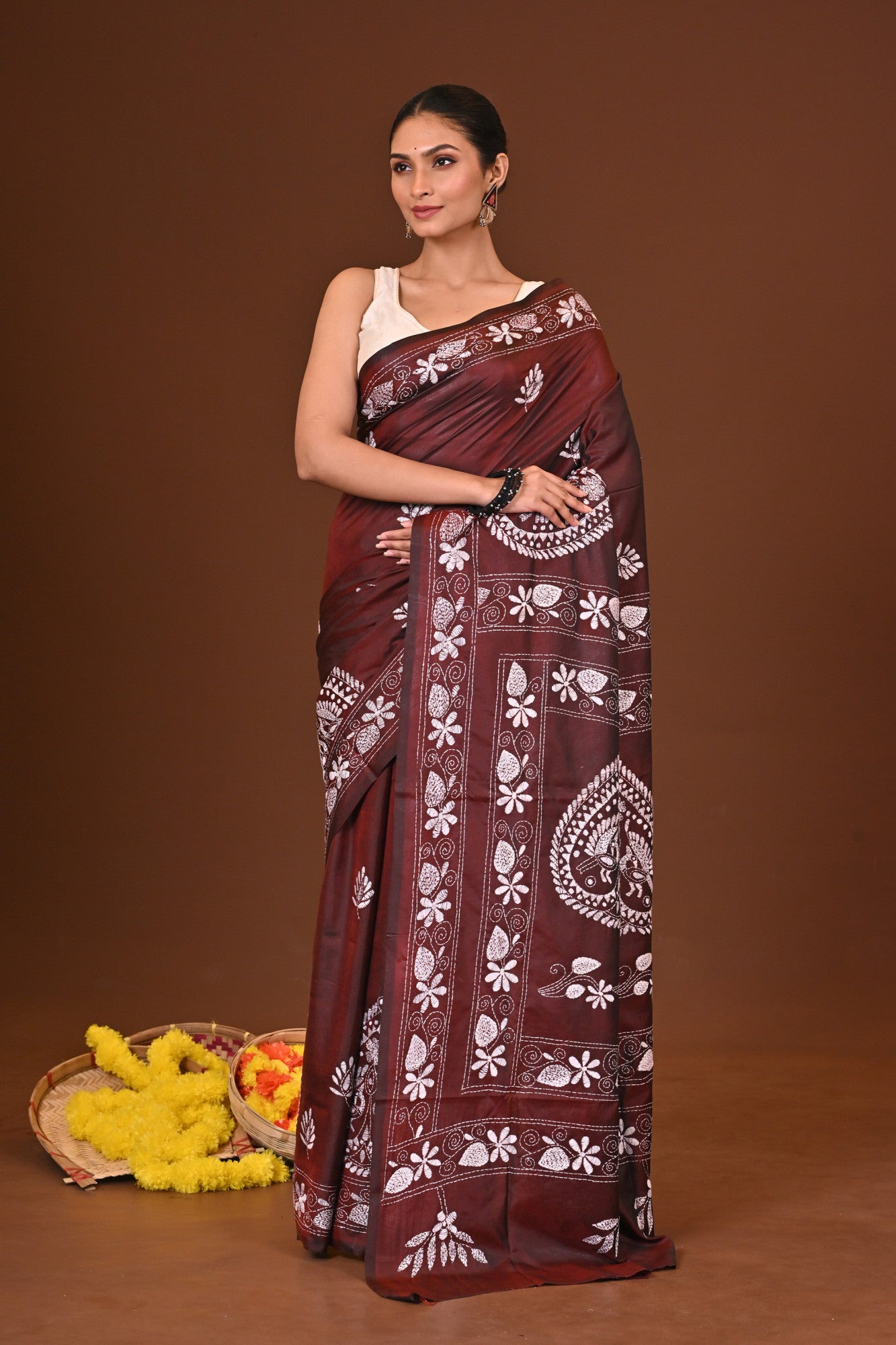 KASTURI BLENDED SILK KANTHA SAREE Thumbnail