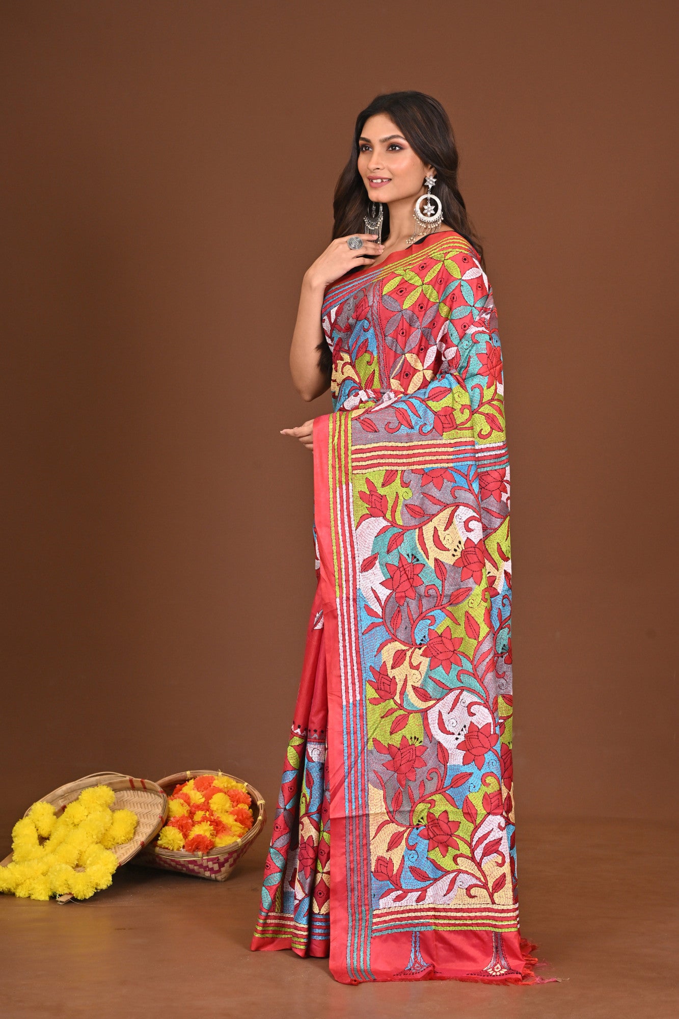 KUMKUMKATHA BLENDED SILK KANTHA SAREE Thumbnail
