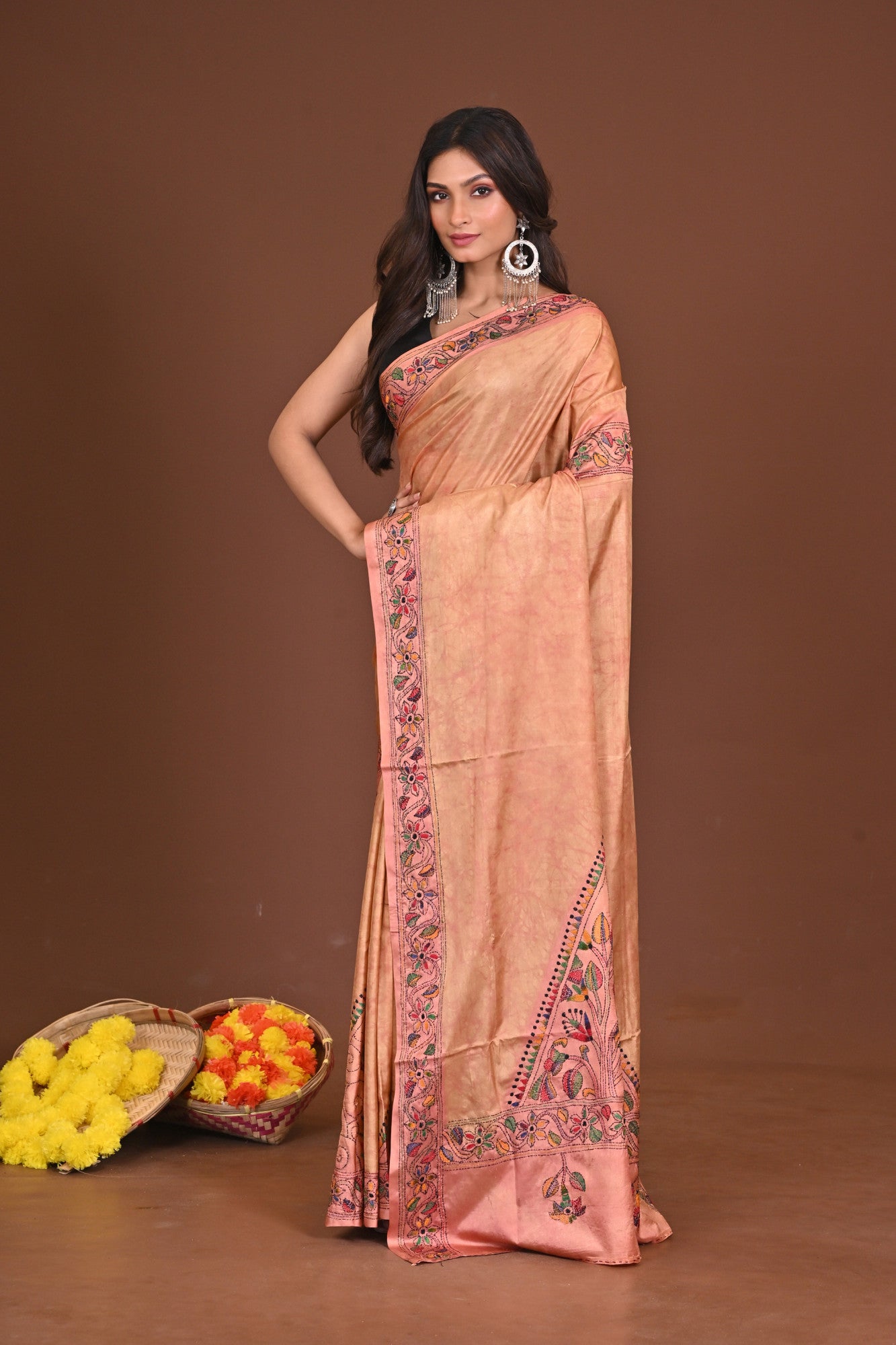LAKSHMI BLENDED SILK KANTHA SAREE Thumbnail