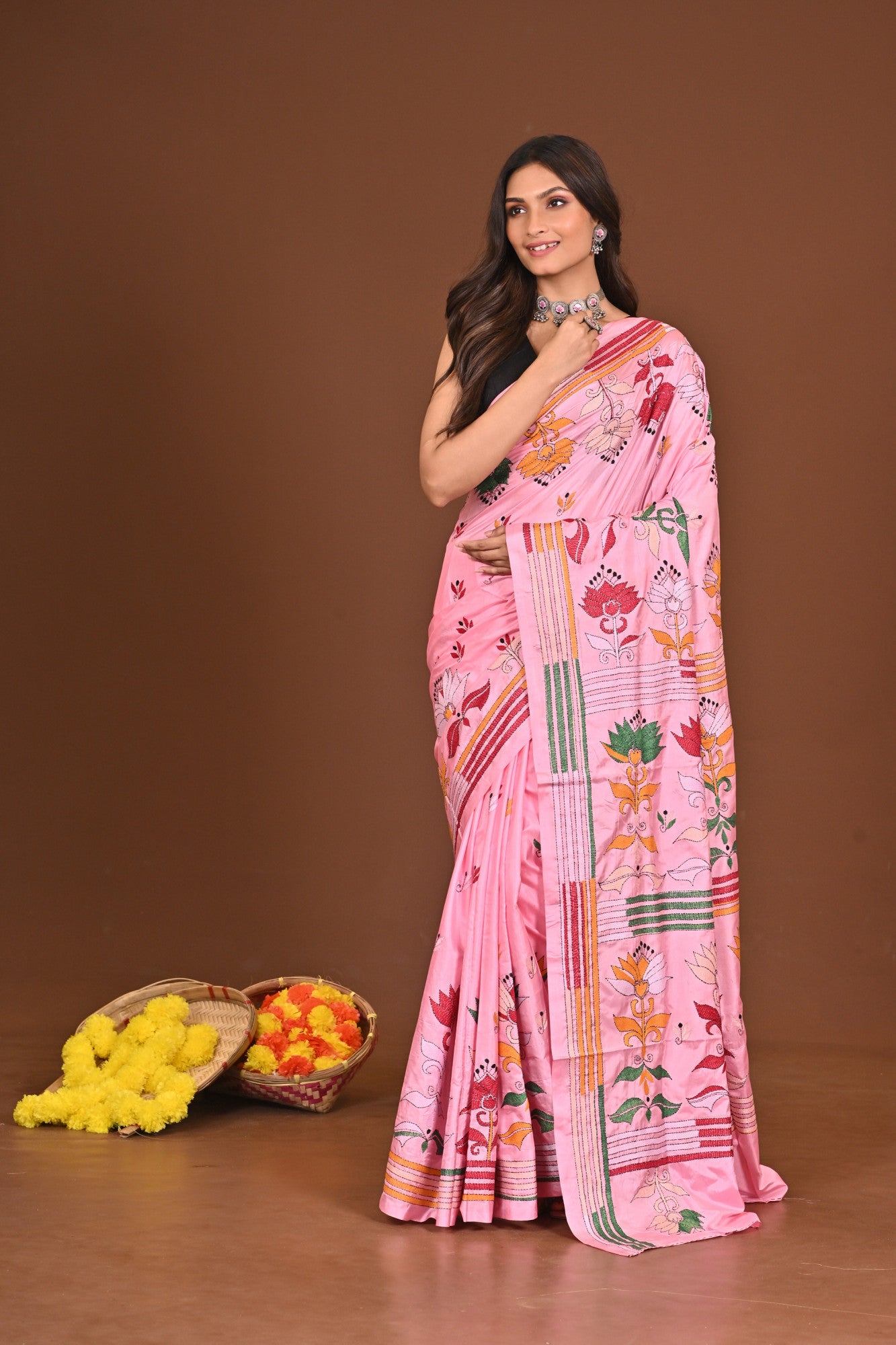 MANGALA BLENDED SILK KANTHA SAREE Thumbnail