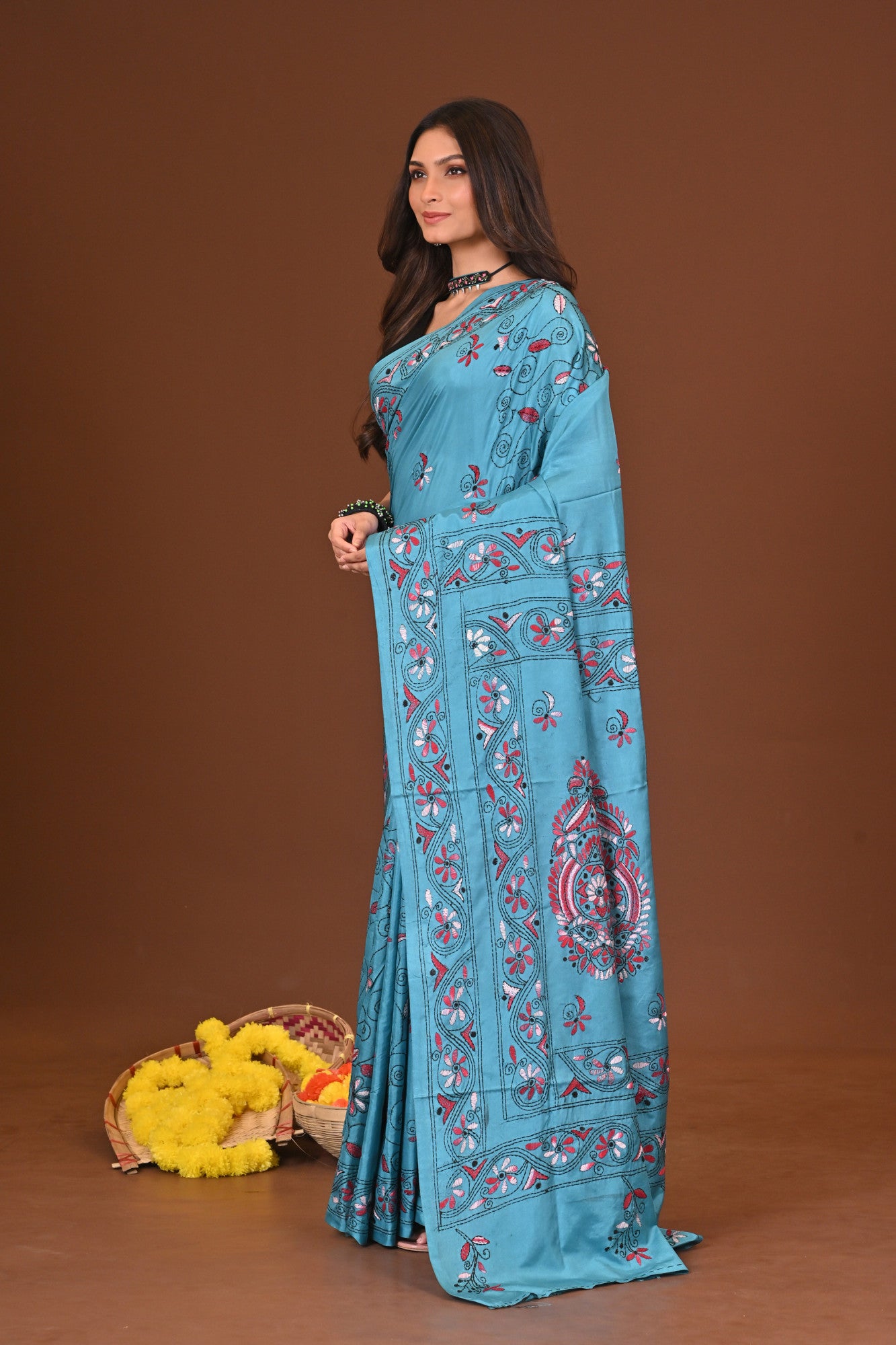 MEGHMALA BLENDED SILK KANTHA SAREE Thumbnail