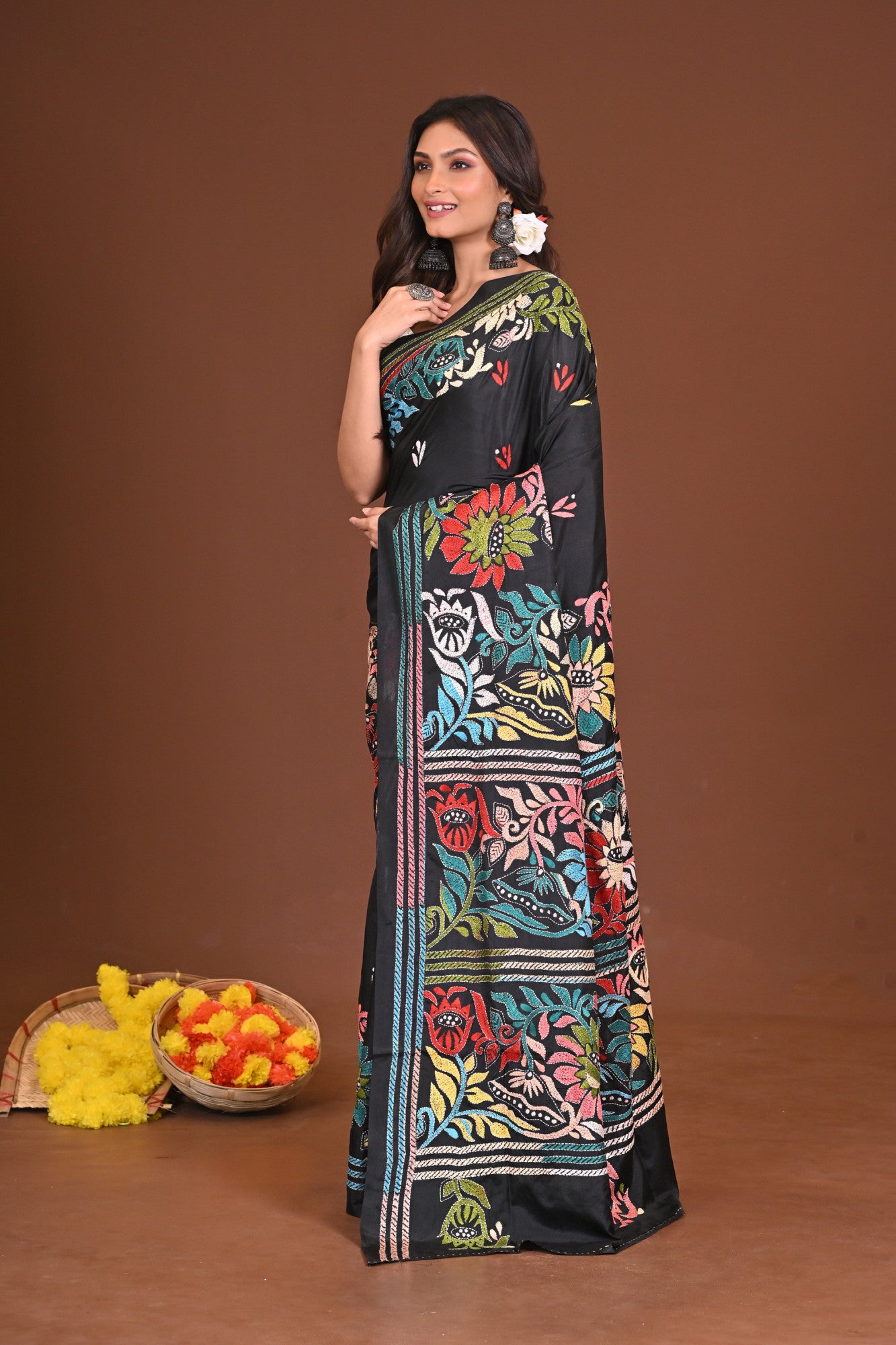 NISHITHNANDINI BLENDED SILK KANTHA SAREE Thumbnail