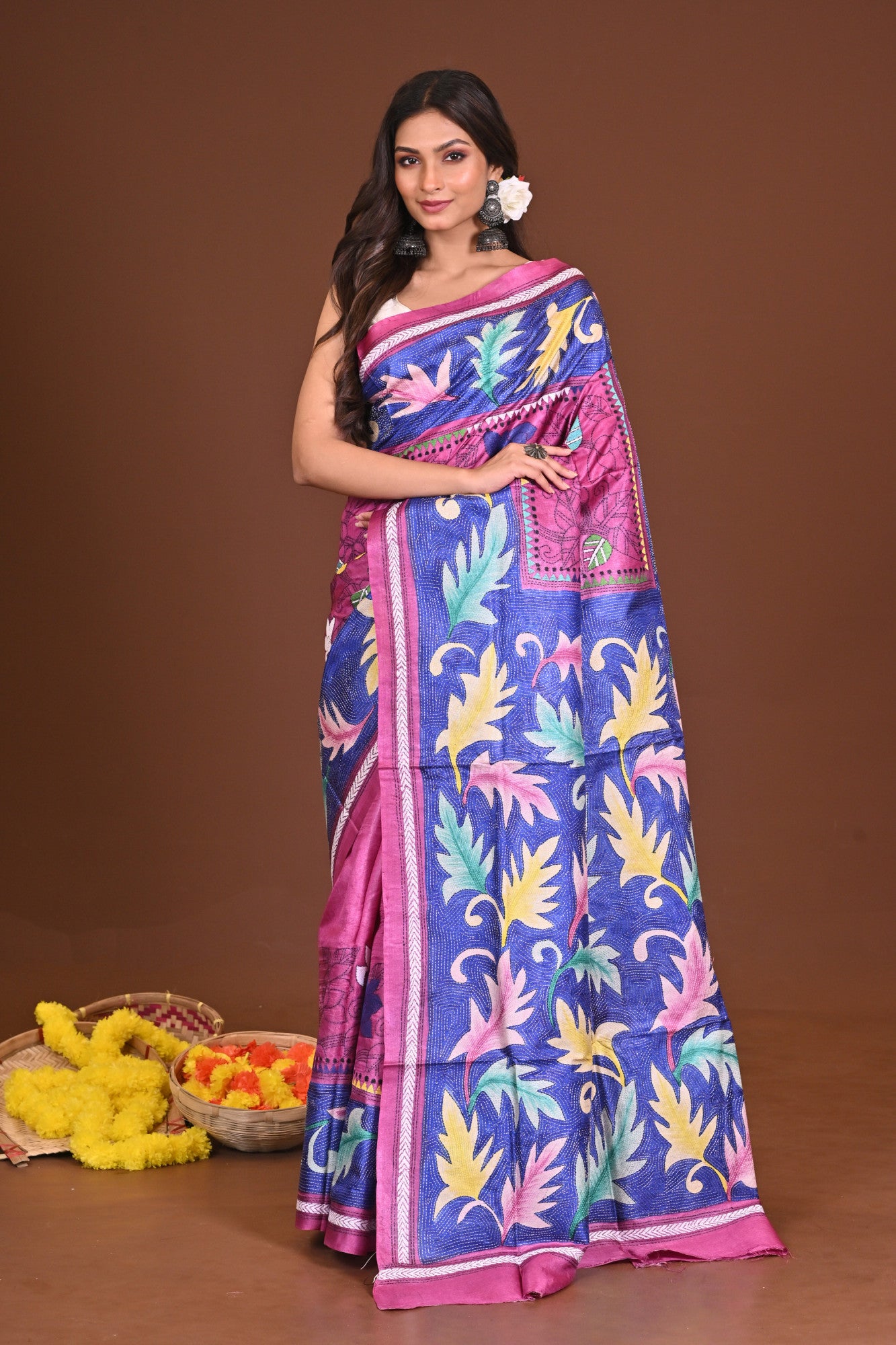 PHOOLKOLI TUSSAR DIY HANDPAINT KANTHA SAREE Thumbnail
