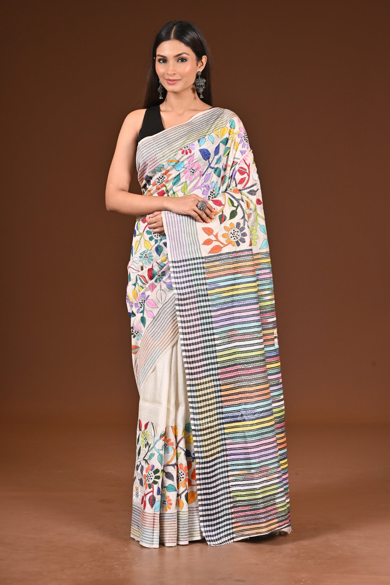 PURE SILK JALCHURI ALLOVER  KANTHA SAREE Thumbnail