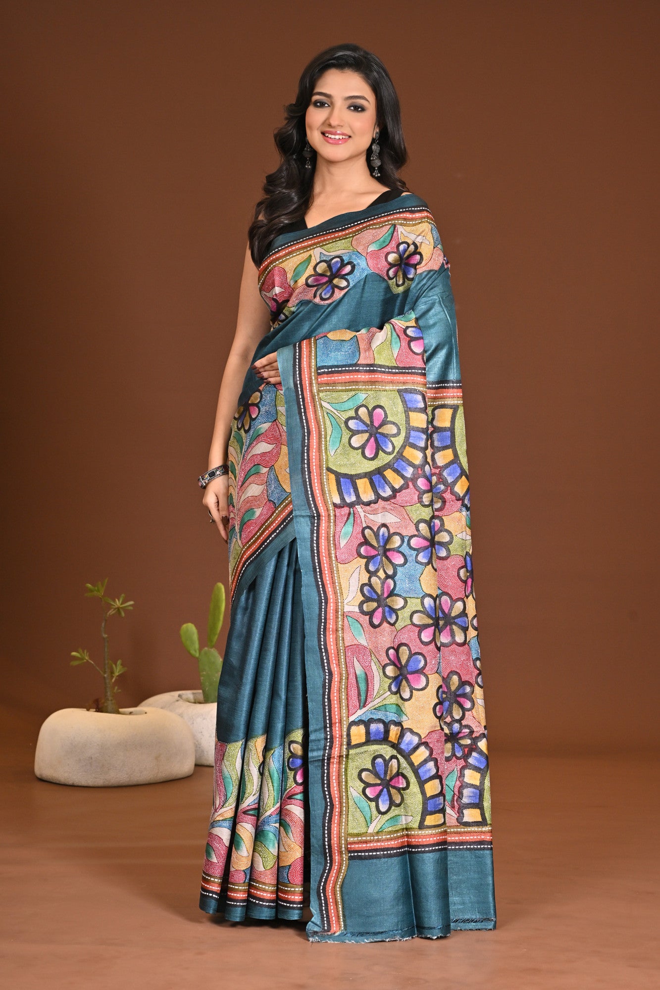 PURE SILK KANTHA SAREE