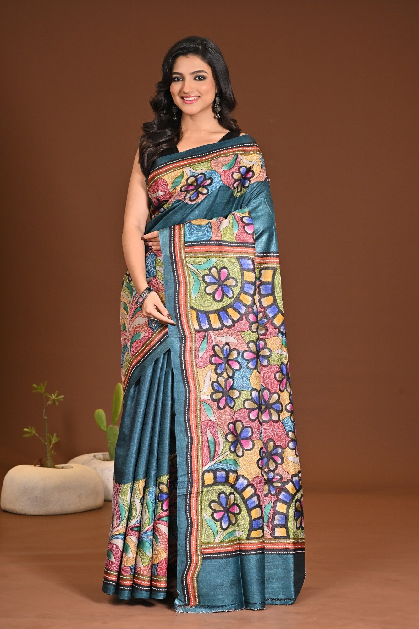 PURE SILK KANTHA SAREE Thumbnail