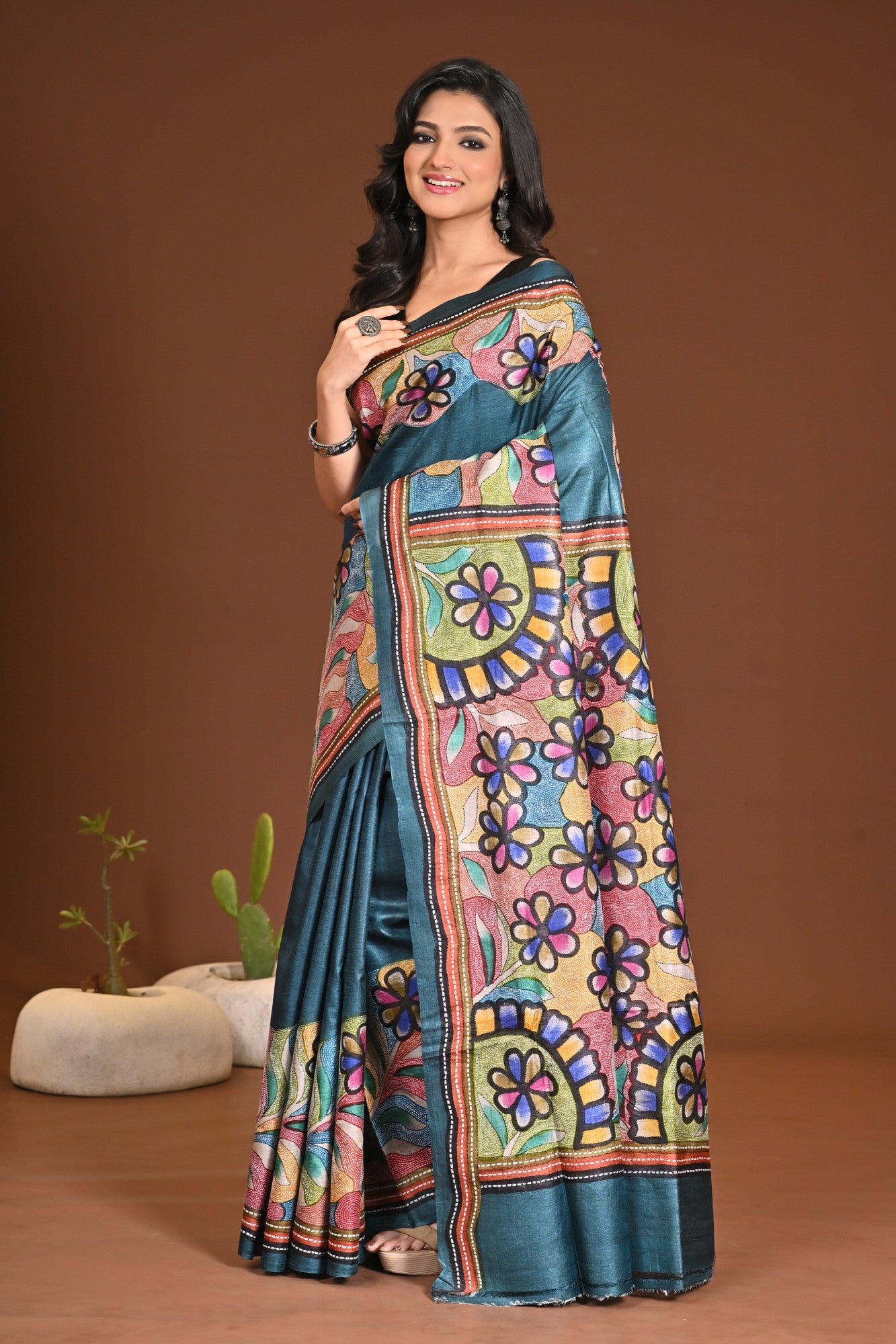 PURE SILK KANTHA SAREE Thumbnail